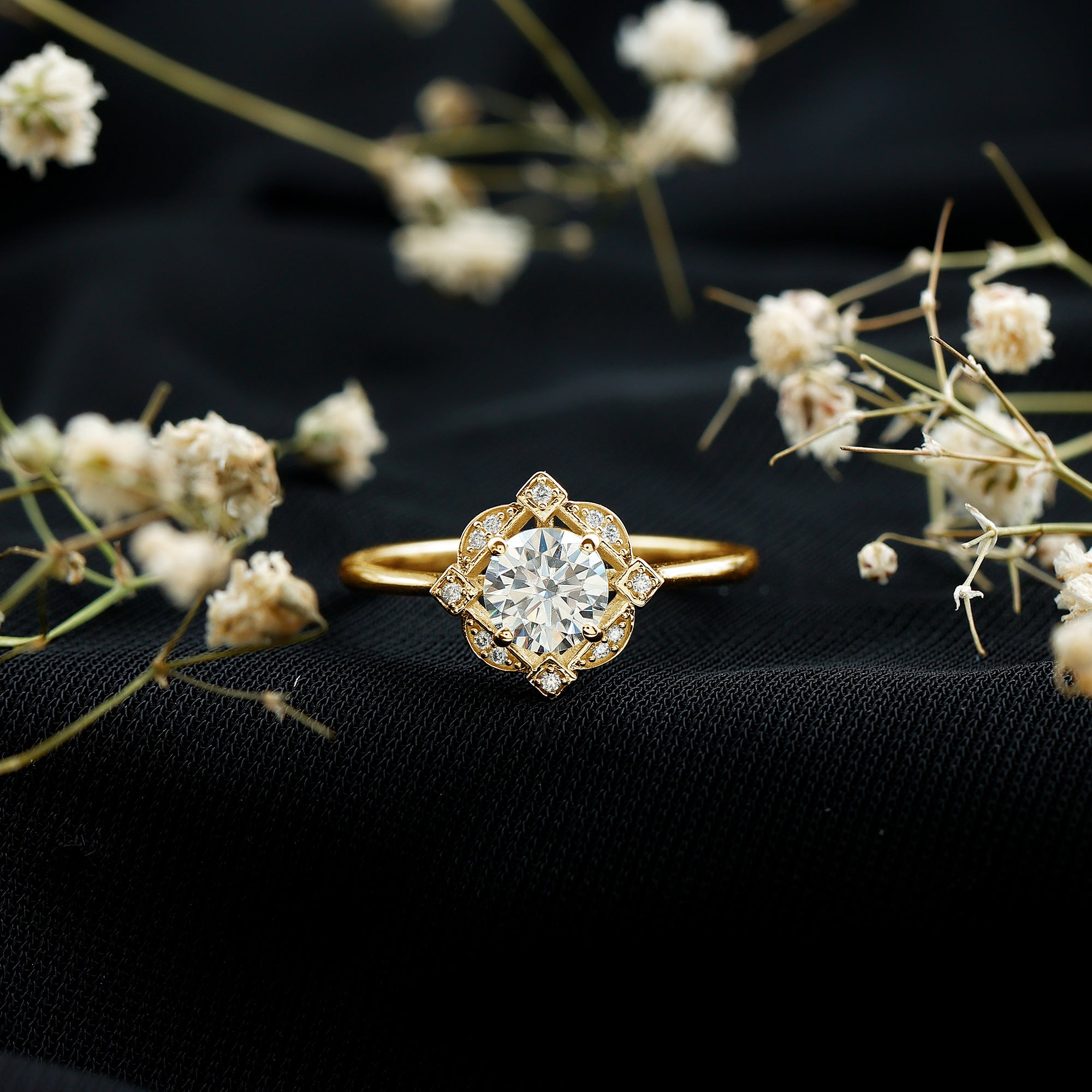 Vintage Looking Cubic Zirconia Engagement Ring for Her AAAA - Rosec Jewels