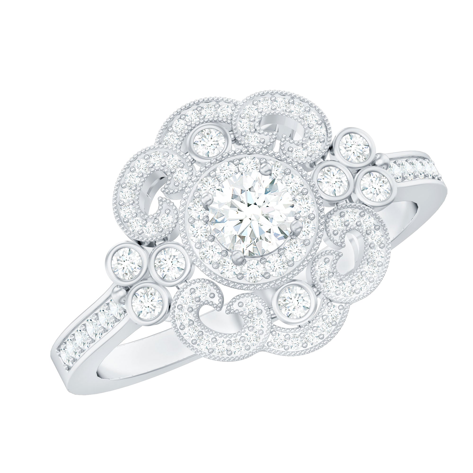 Certified Moissanite Antique Looking Engagement Ring for Women