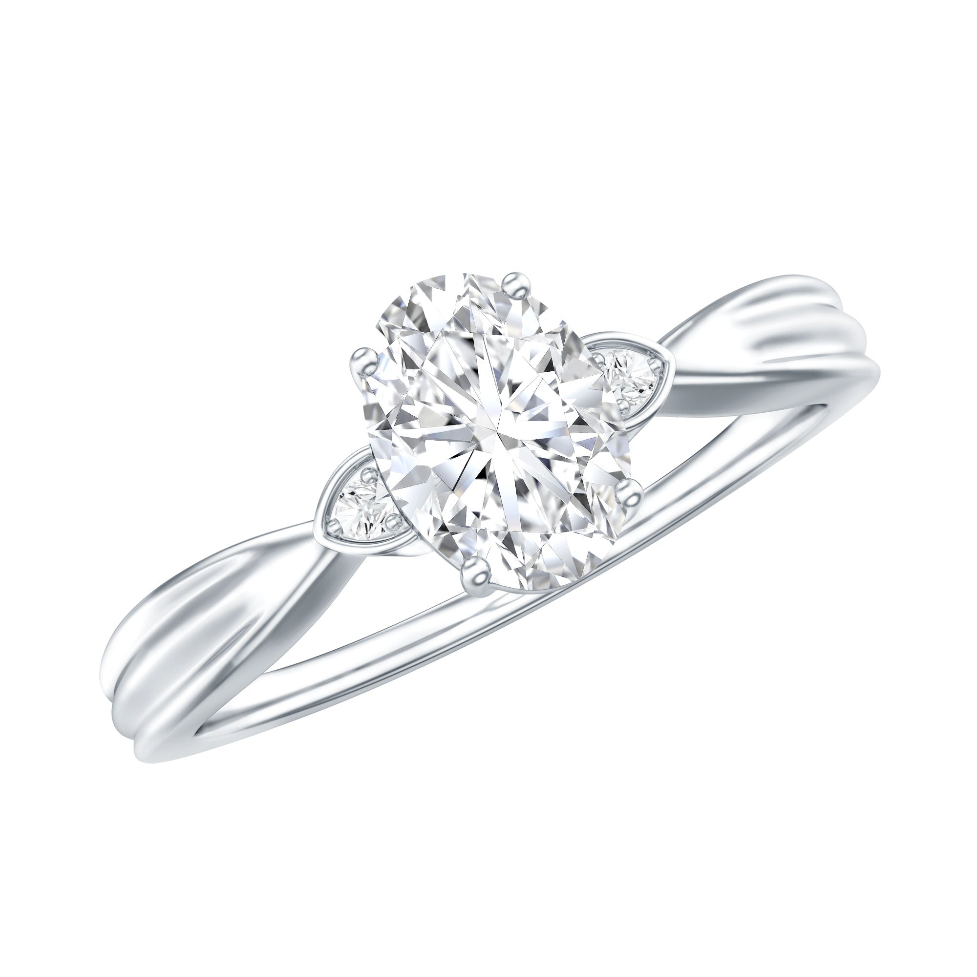 Oval Moissanite Solitaire Engagement Ring with Certificate D-VS1 - Rosec Jewels