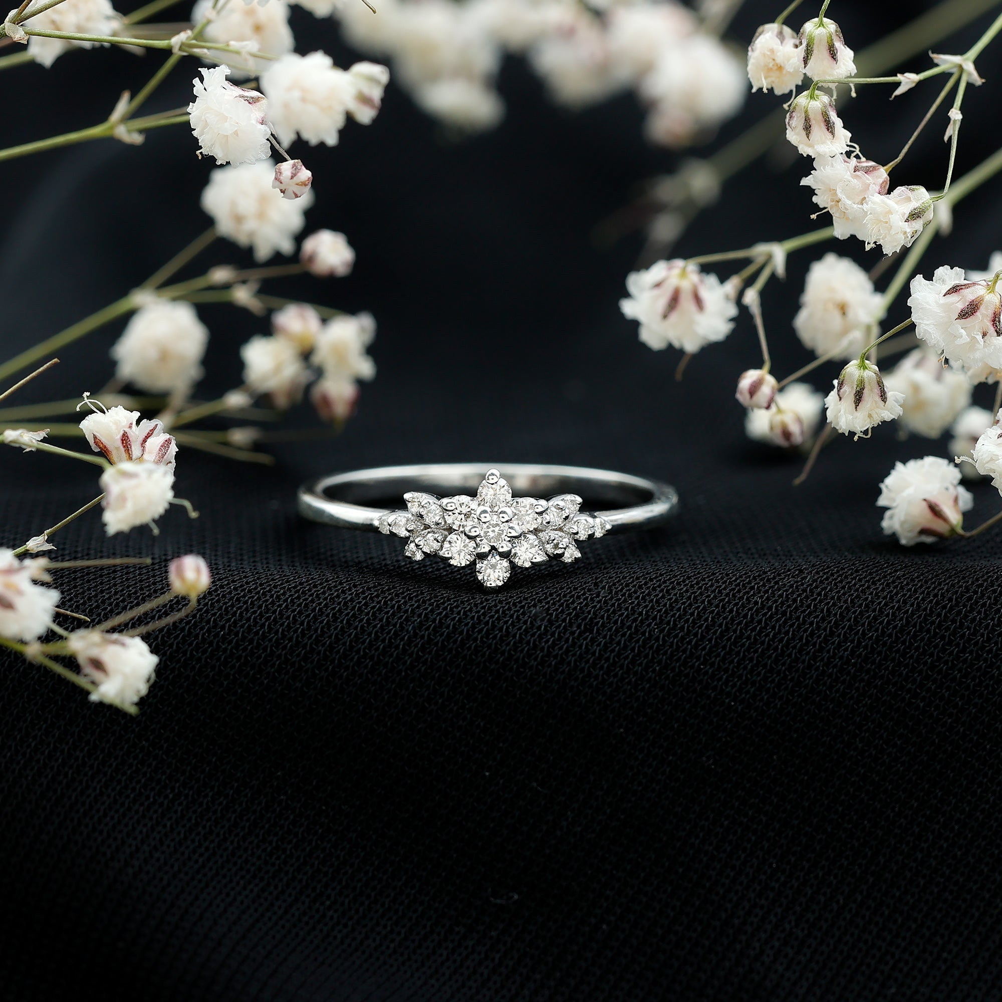 Certified Moissanite Flower Cluster Ring for Women D-VS1 - Rosec Jewels