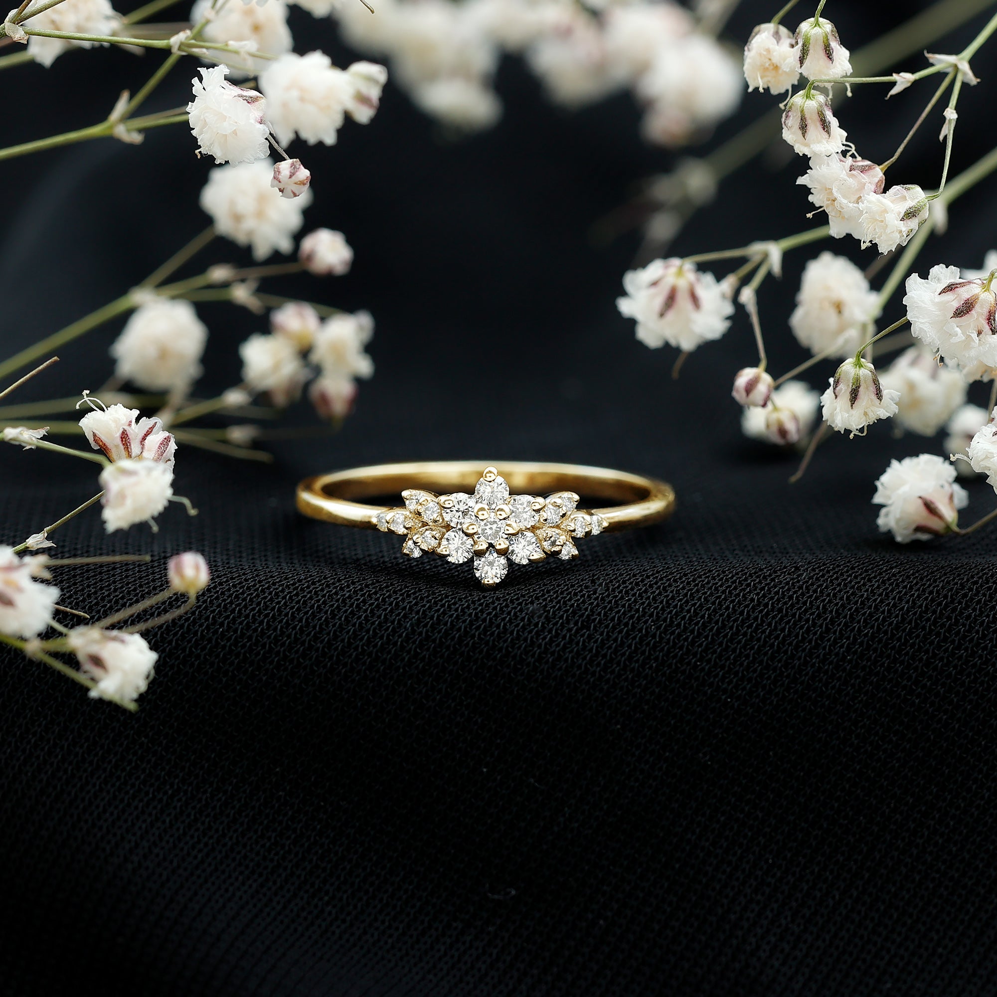 Certified Moissanite Flower Cluster Ring for Women D-VS1 - Rosec Jewels