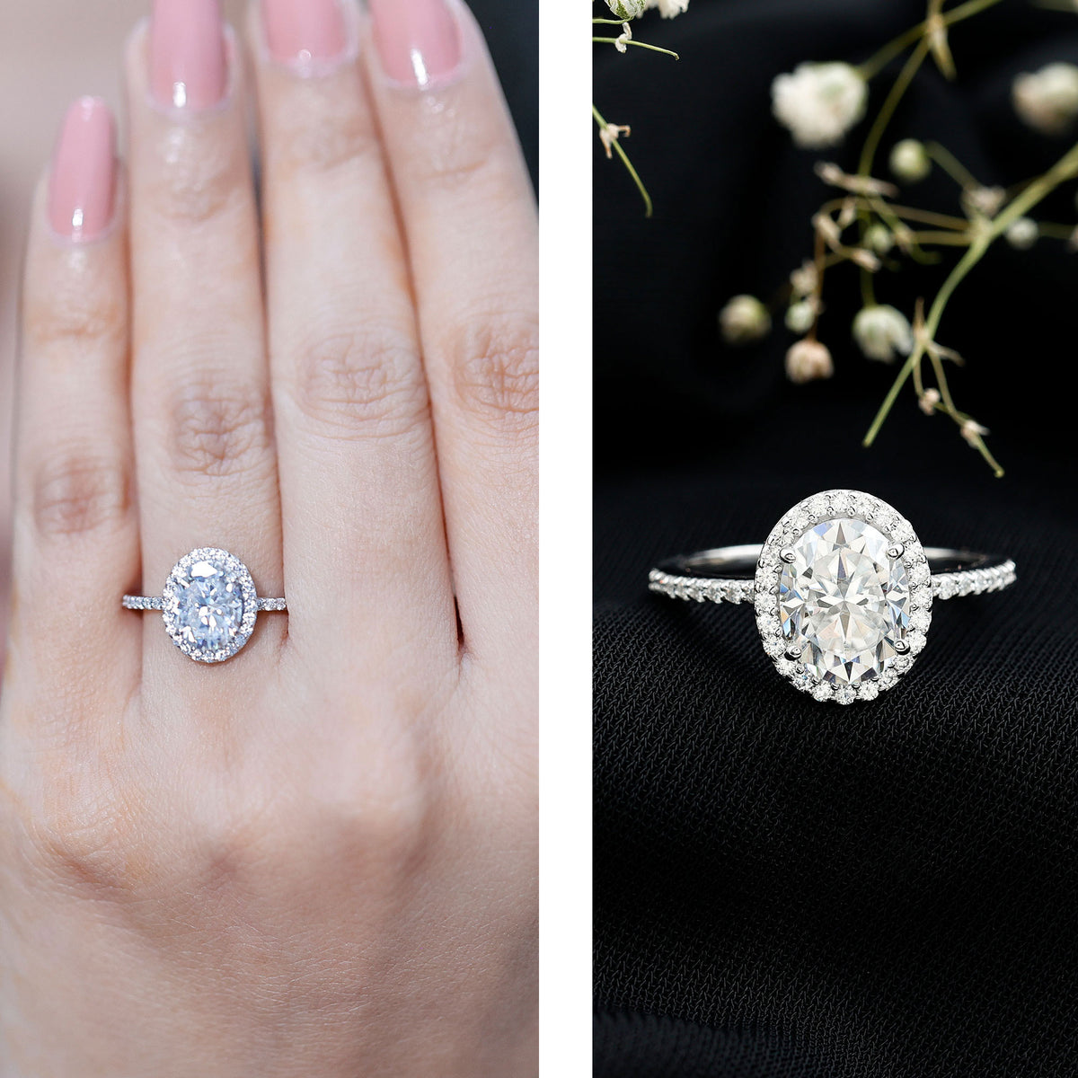 Oval Brilliant Cut Moissanite Classic Engagement Ring D-VS1 - Rosec Jewels