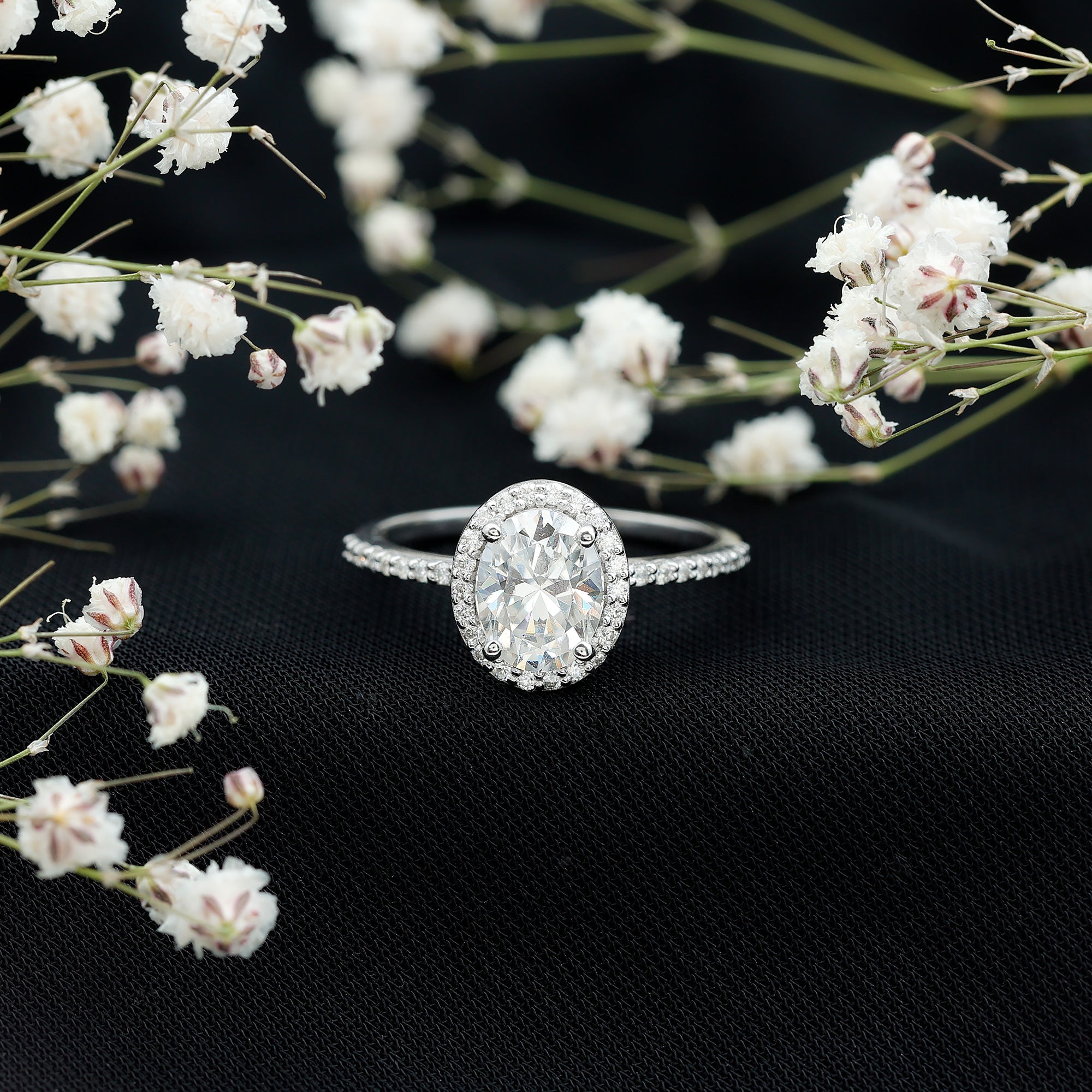 Oval Brilliant Cut Moissanite Classic Engagement Ring D-VS1 - Rosec Jewels