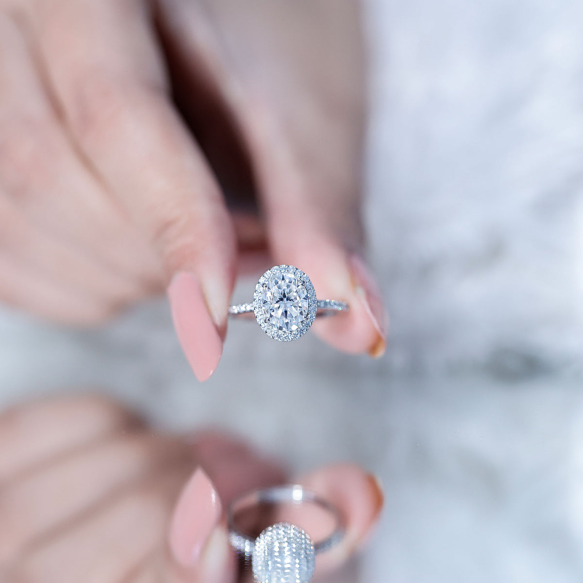 Oval Brilliant Cut Moissanite Classic Engagement Ring D-VS1 - Rosec Jewels