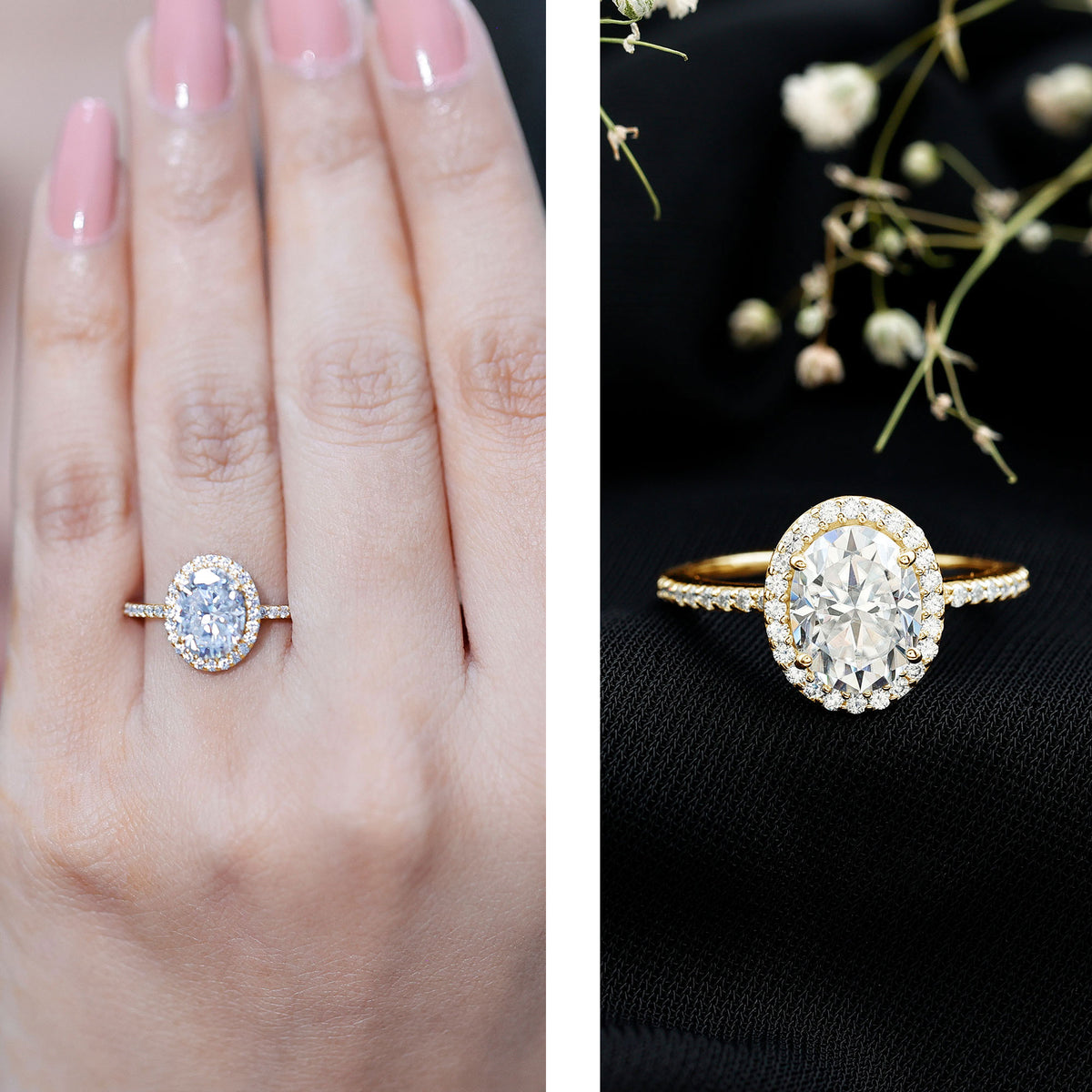 Oval Brilliant Cut Moissanite Classic Engagement Ring D-VS1 - Rosec Jewels
