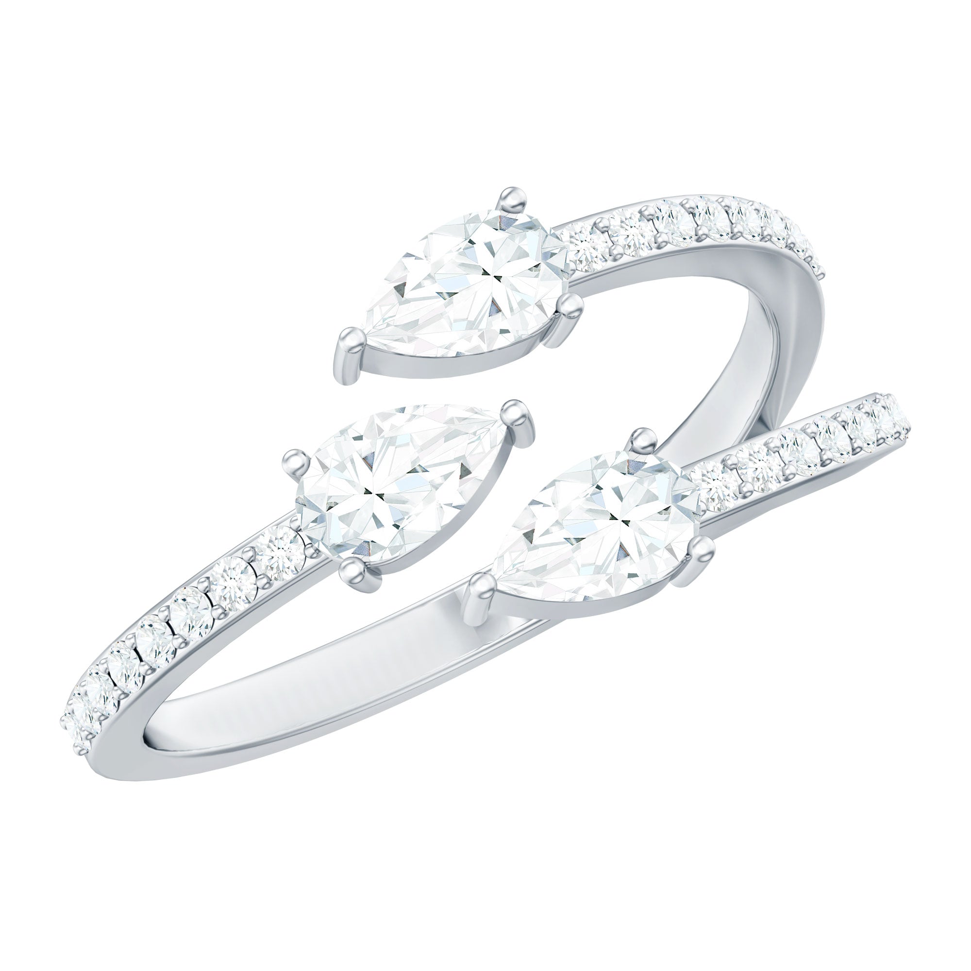 East West Style Moissanite 3 Stone Wrap Ring