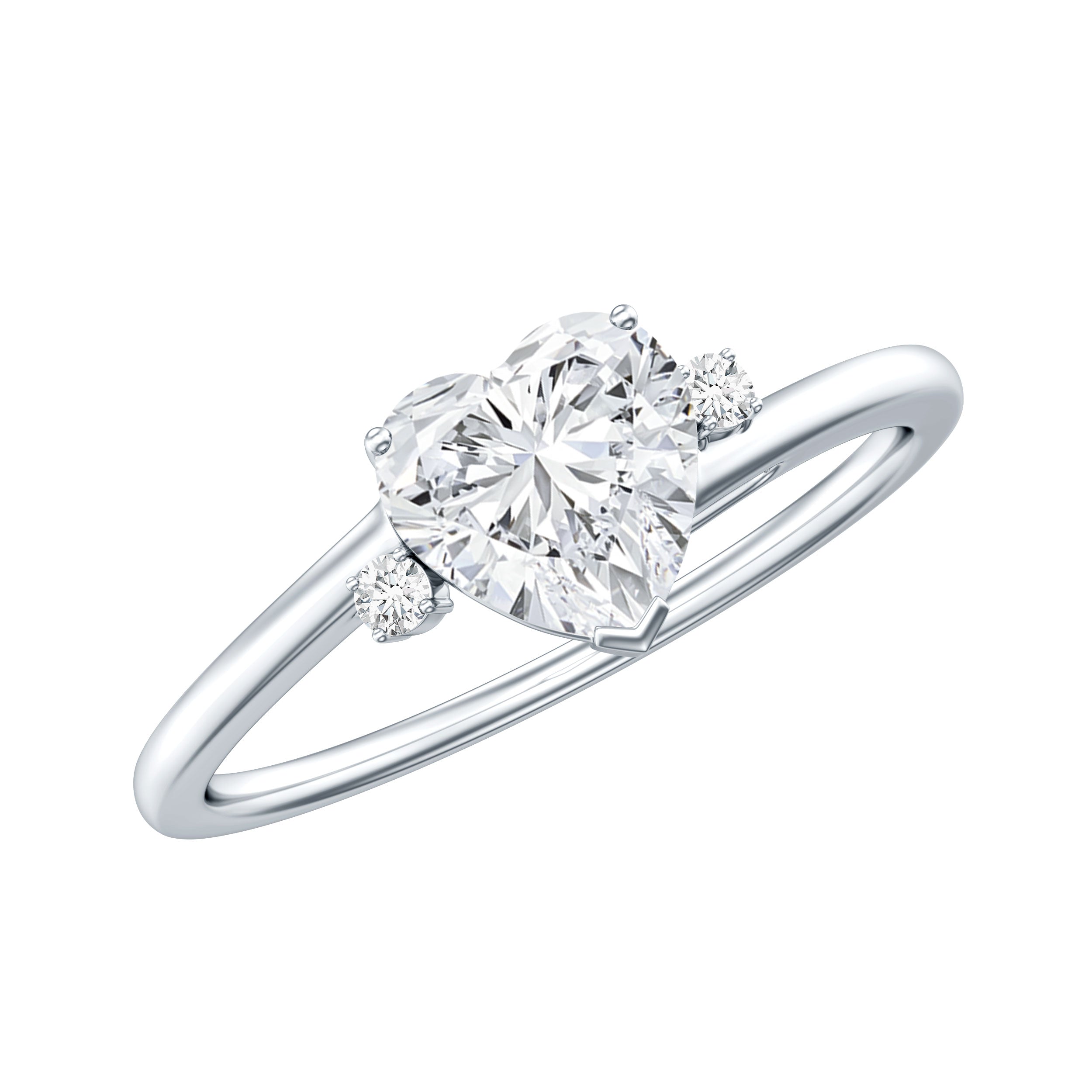 1 CT Solitaire Moissanite Heart Promise Ring D-VS1 - Rosec Jewels