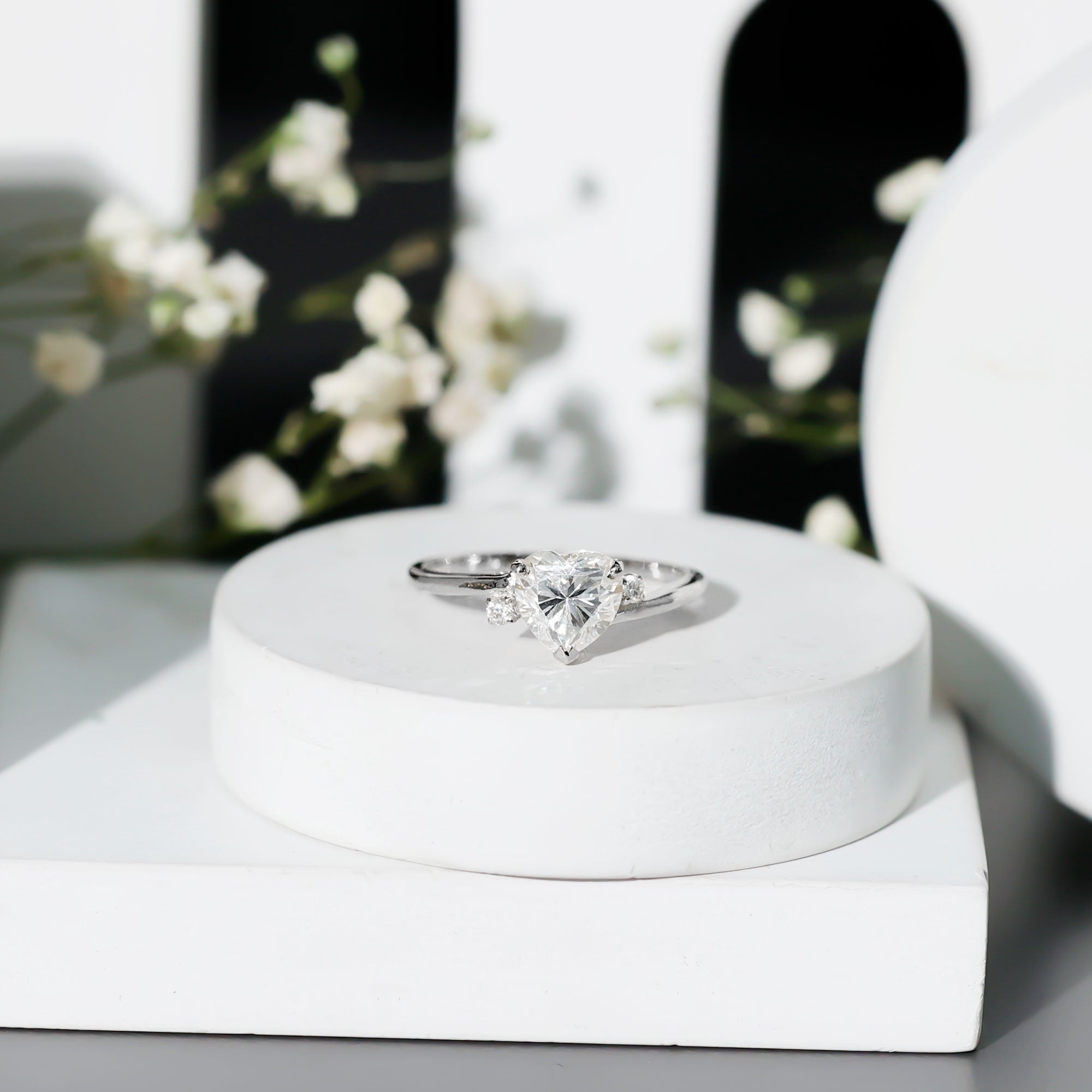 1 CT Solitaire Moissanite Heart Promise Ring D-VS1 - Rosec Jewels