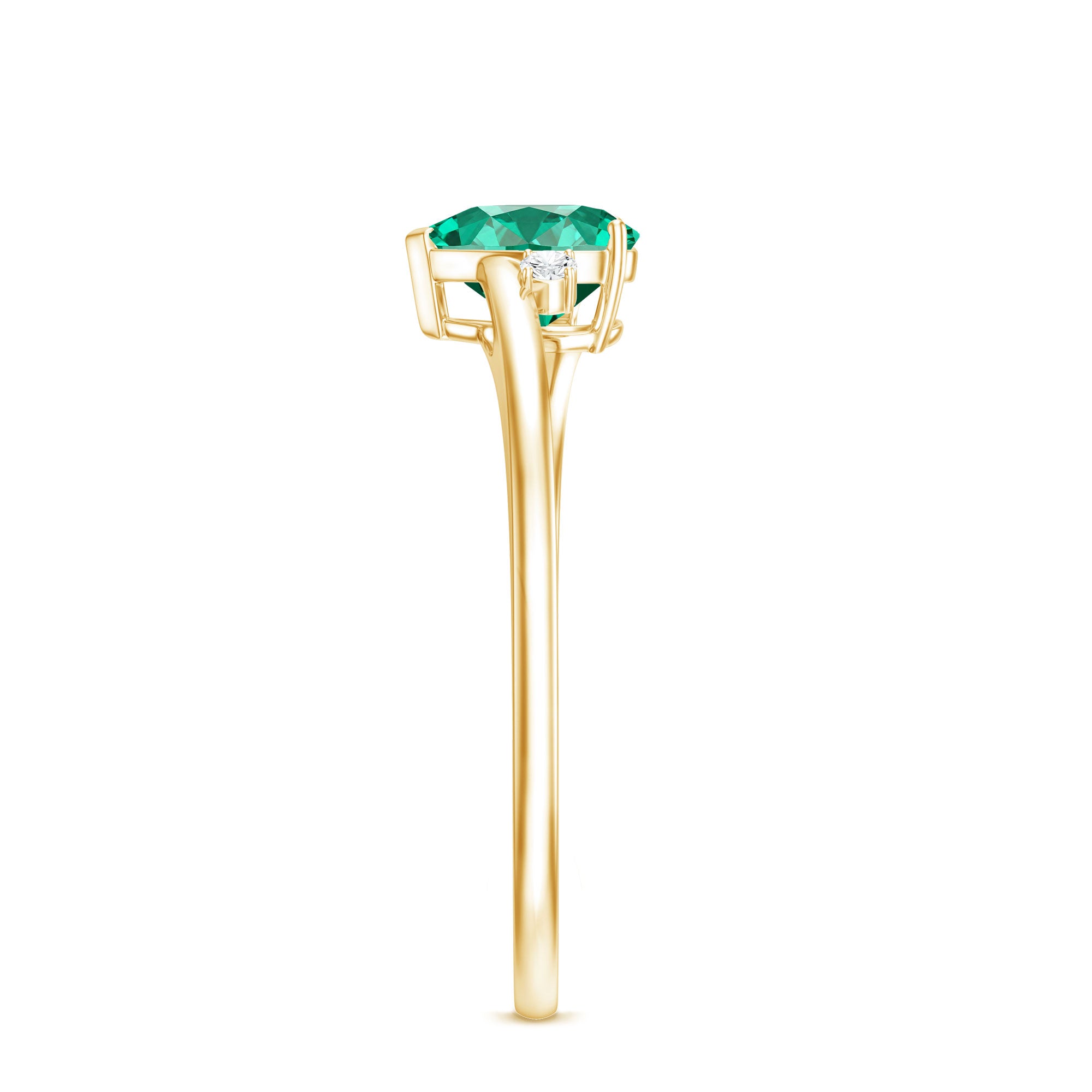 Certified Lab Grown Emerald Heart Shaped Promise Engagement Ring with Diamond AAAA - Rosec Jewels