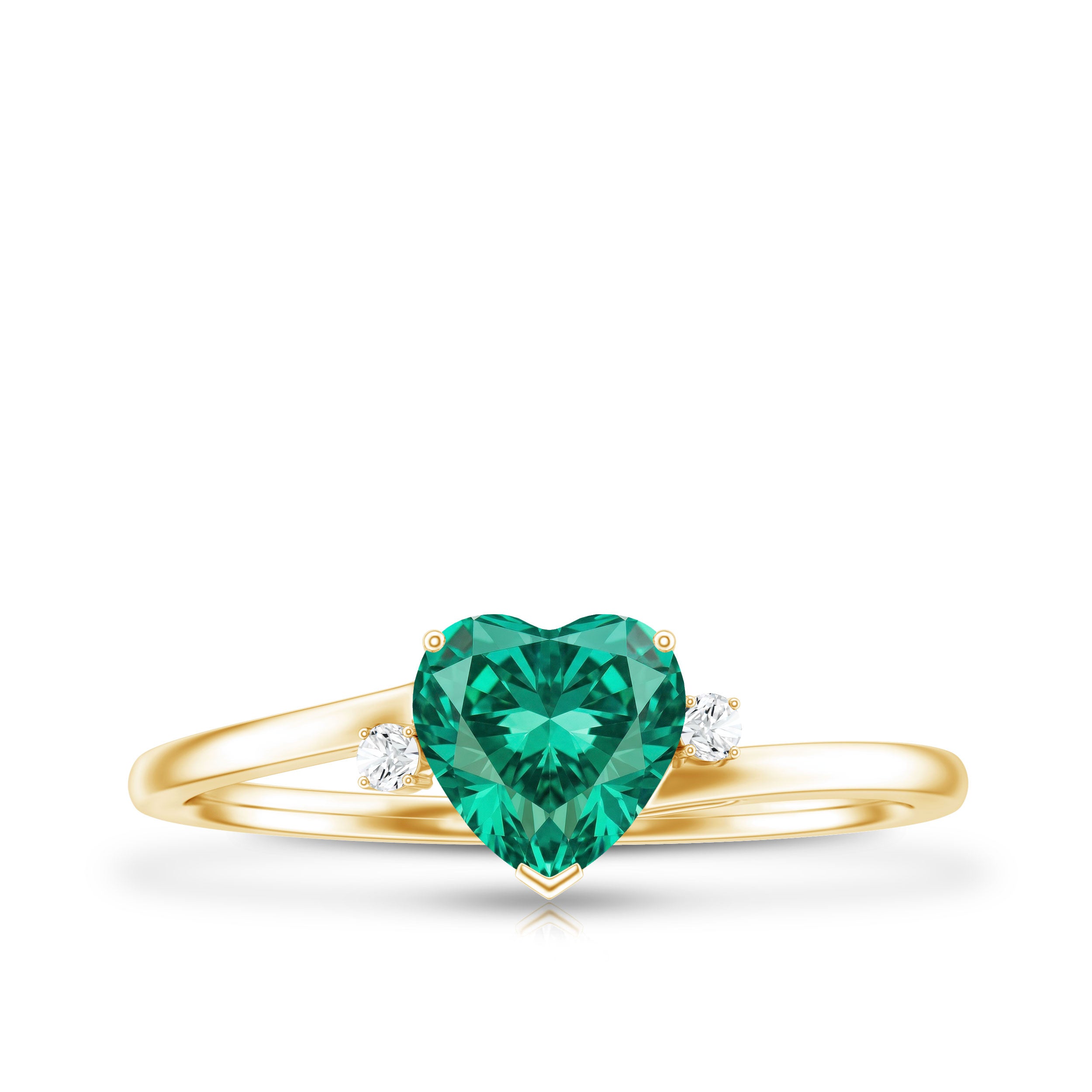 Certified Lab Grown Emerald Heart Shaped Promise Engagement Ring with Diamond AAAA - Rosec Jewels