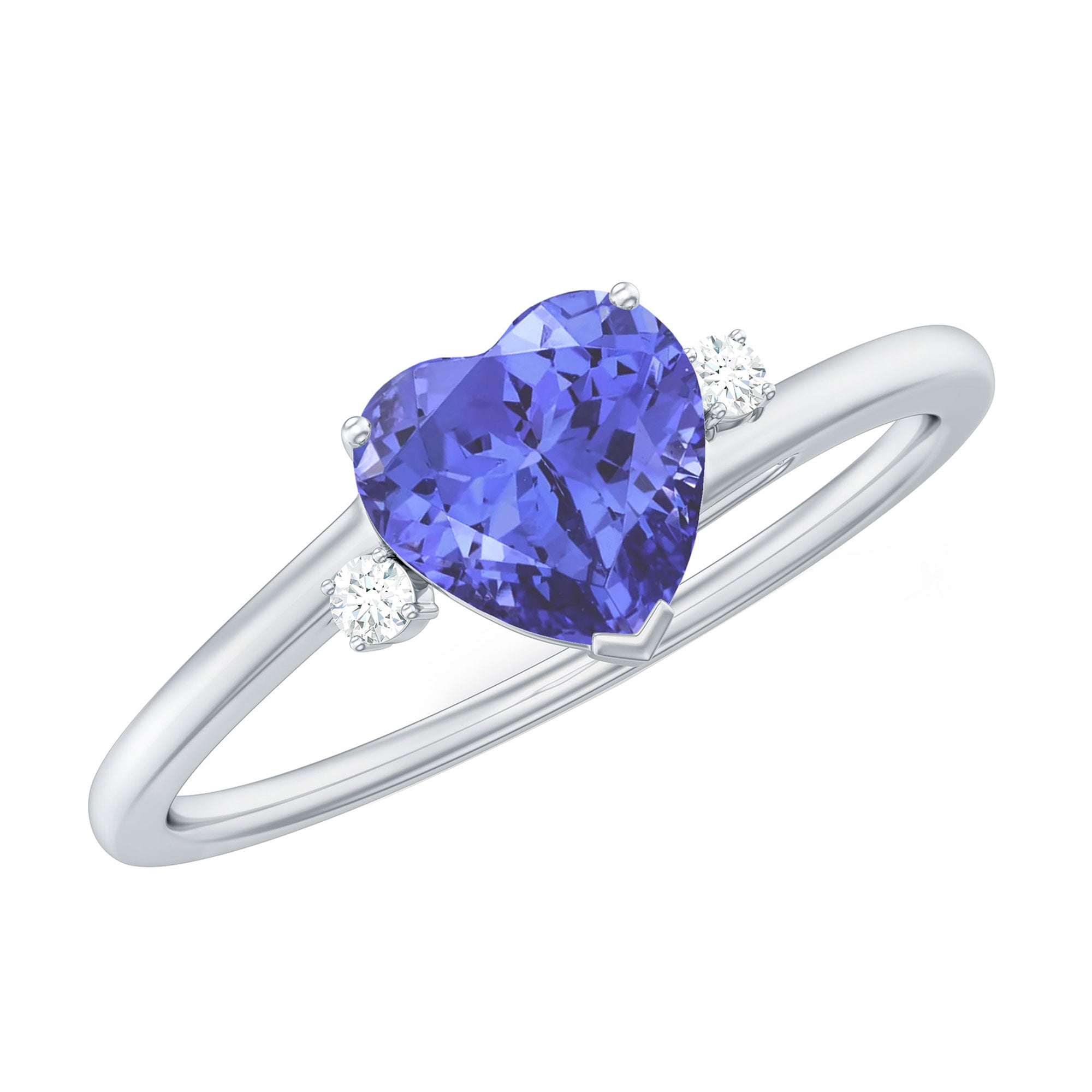 Heart Shape Tanzanite Solitaire Promise Ring with Diamond