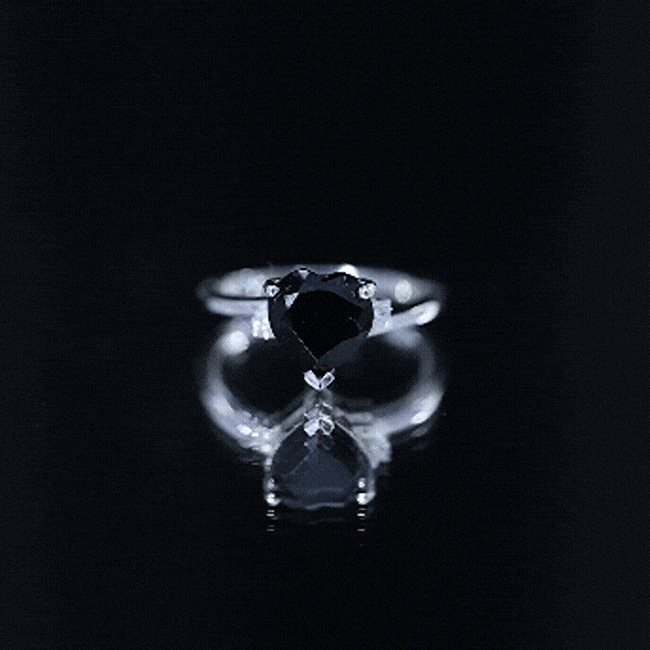 2 Carat Heart Shape Black Spinel Solitaire Engagement Ring AAA - Rosec Jewels