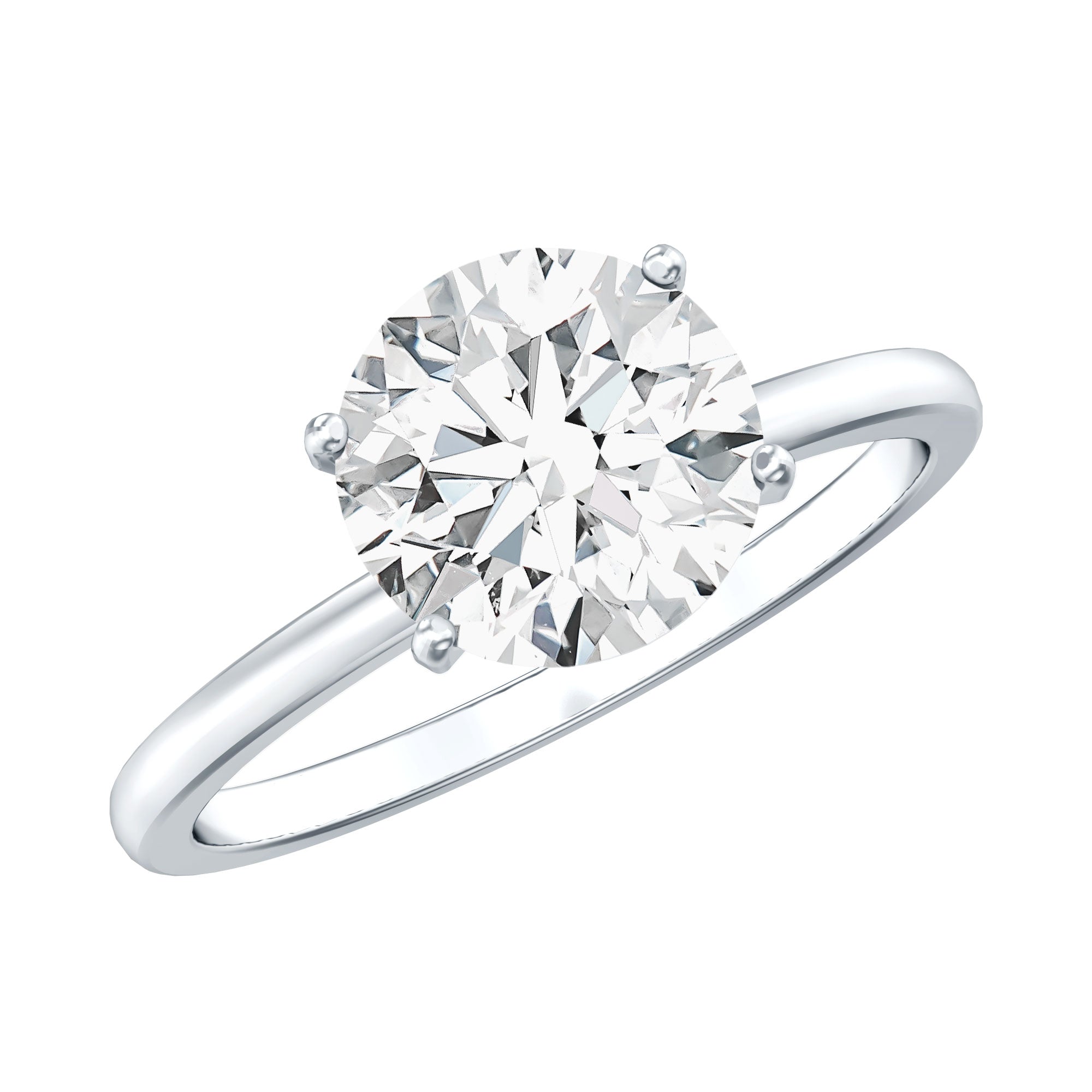 2 CT Simple Round Zircon Solitaire Ring in Peg Head Setting AAAA - Rosec Jewels
