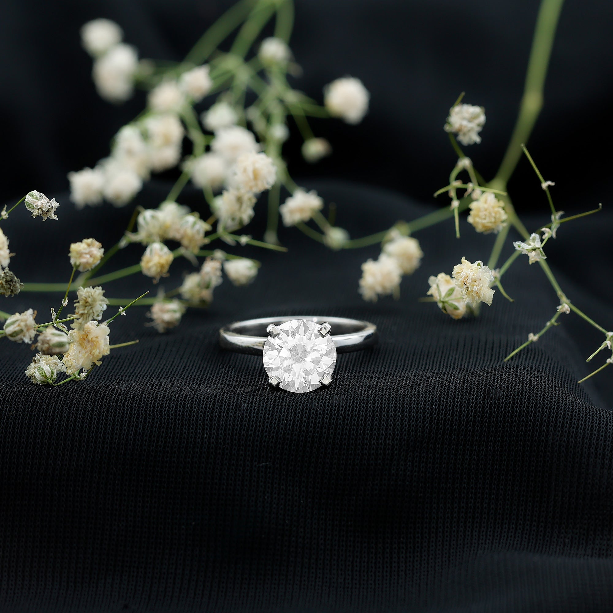 2 CT Simple Round Zircon Solitaire Ring in Peg Head Setting AAAA - Rosec Jewels