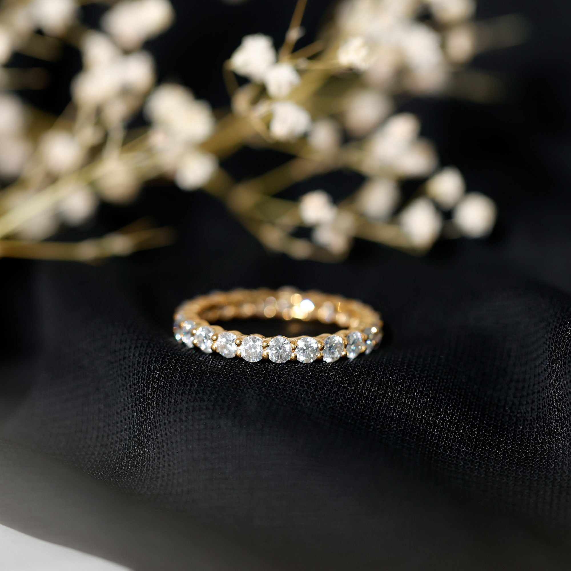 Round Cubic Zirconia Full Eternity Band Ring AAAA - Rosec Jewels