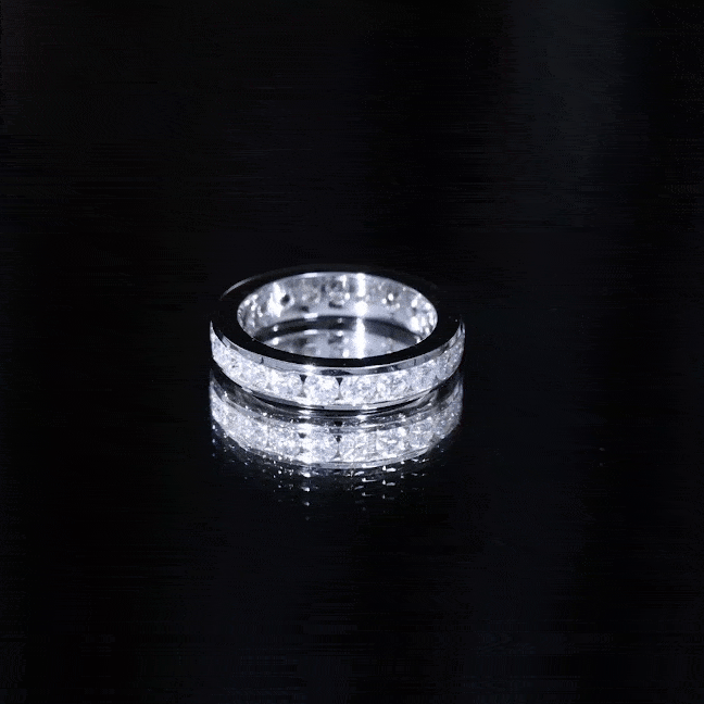 Channel Set Round Moissanite Full Eternity Band Ring D-VS1 - Rosec Jewels