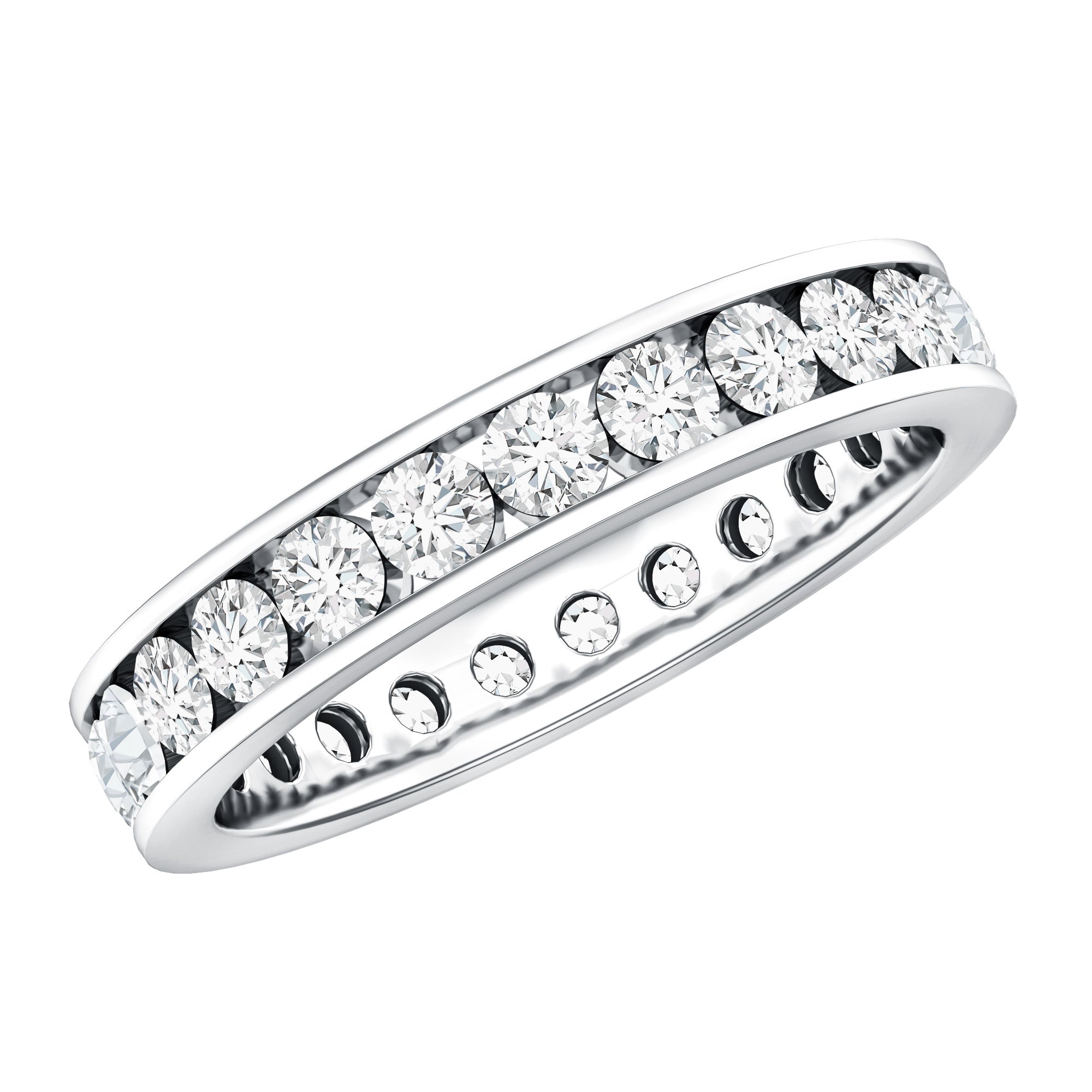 Channel Set Round Moissanite Full Eternity Band Ring D-VS1 - Rosec Jewels
