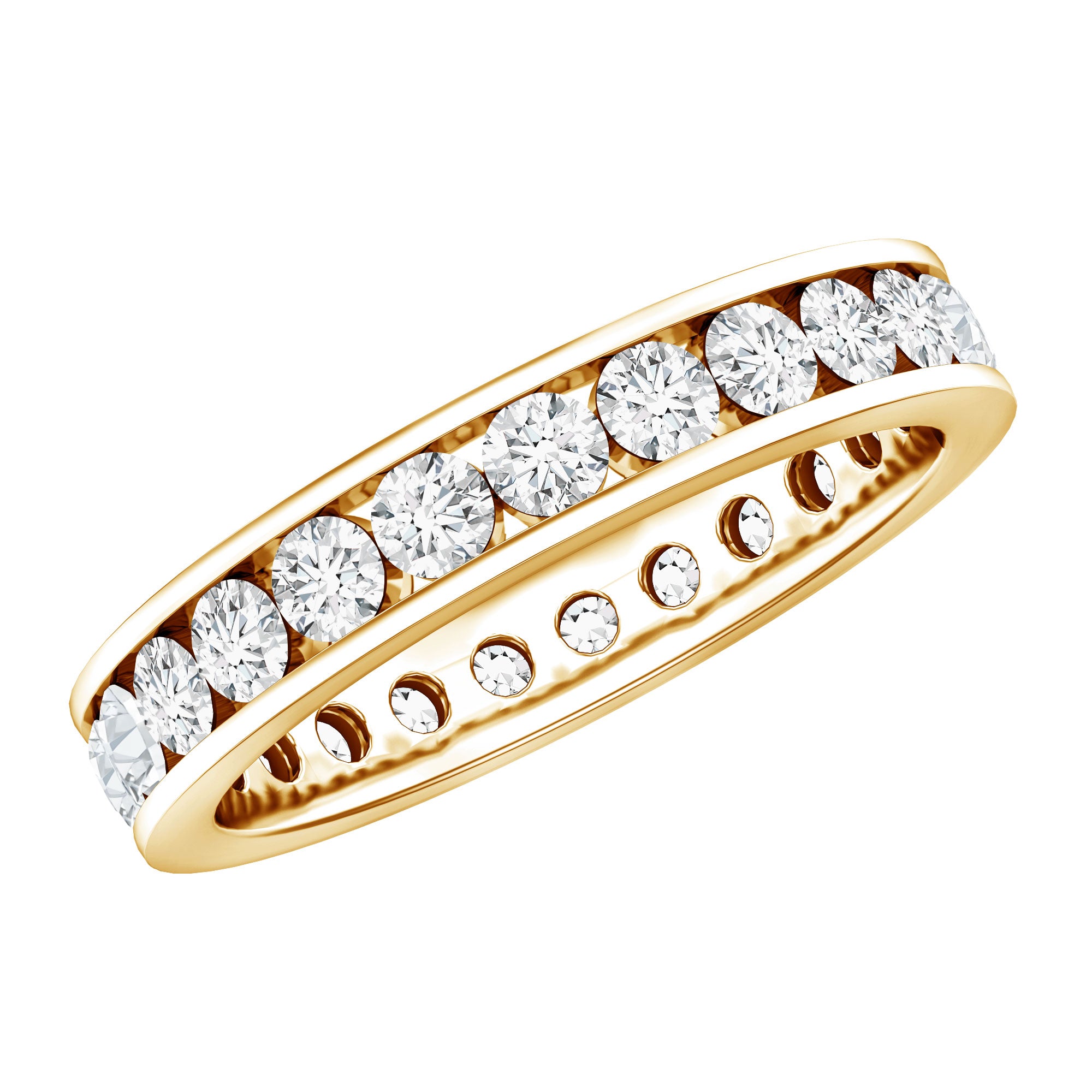 Channel Set Round Moissanite Full Eternity Band Ring D-VS1 - Rosec Jewels