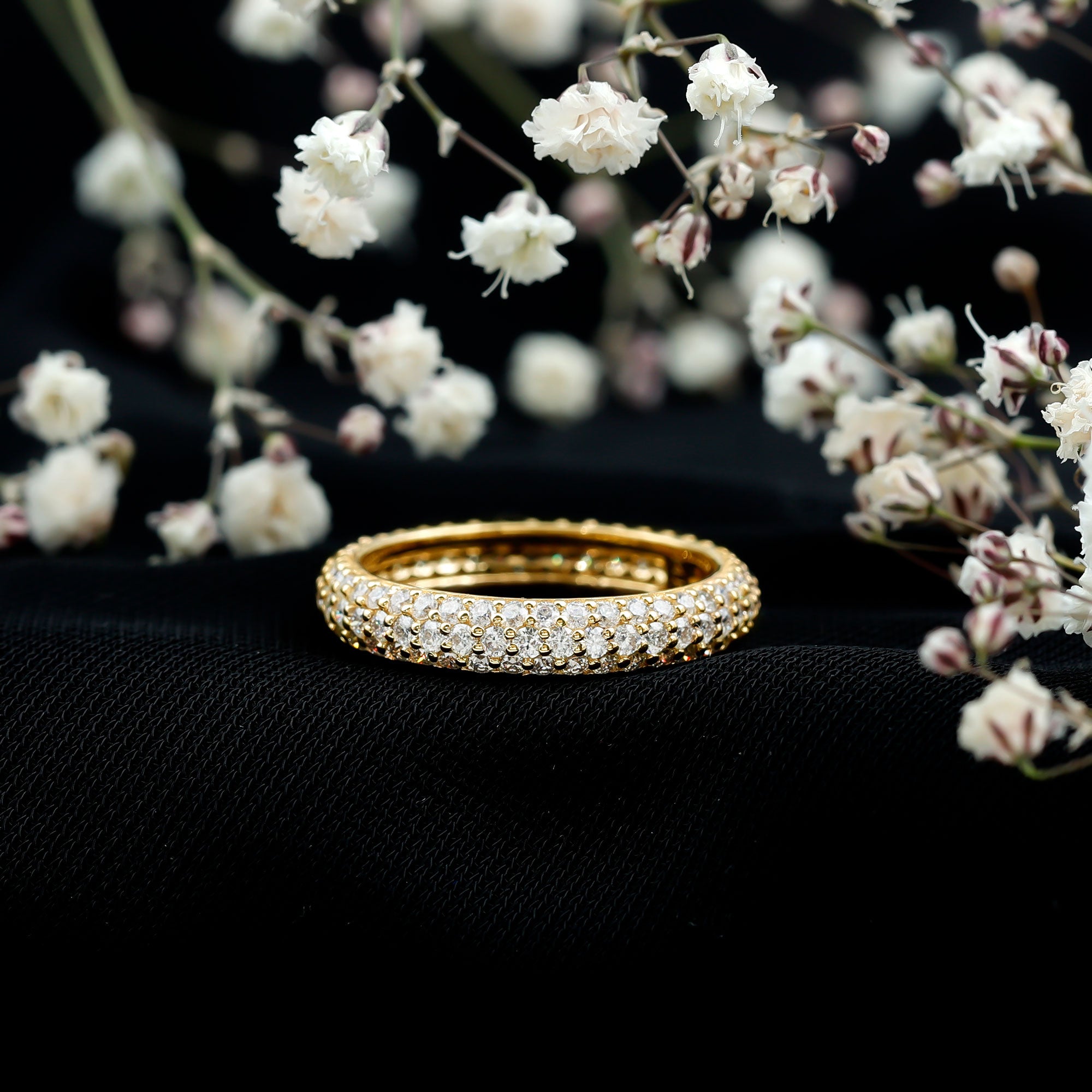 3 Carat Certified Simulated Diamond Three Row Wedding Band AAAA - Rosec Jewels