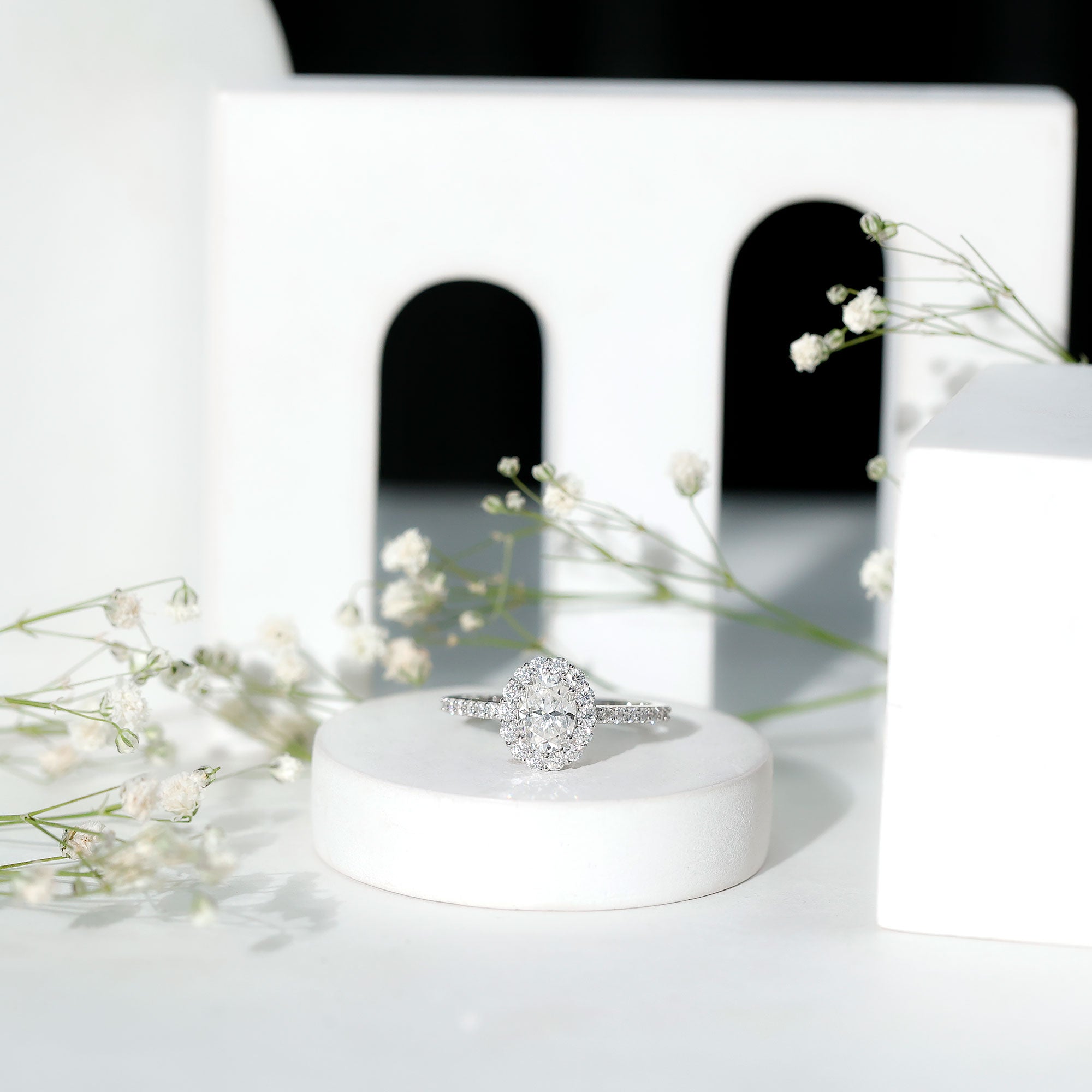 1.2 Carat Oval Cut Simulated Diamond Halo Engagement Ring AAAA - Rosec Jewels