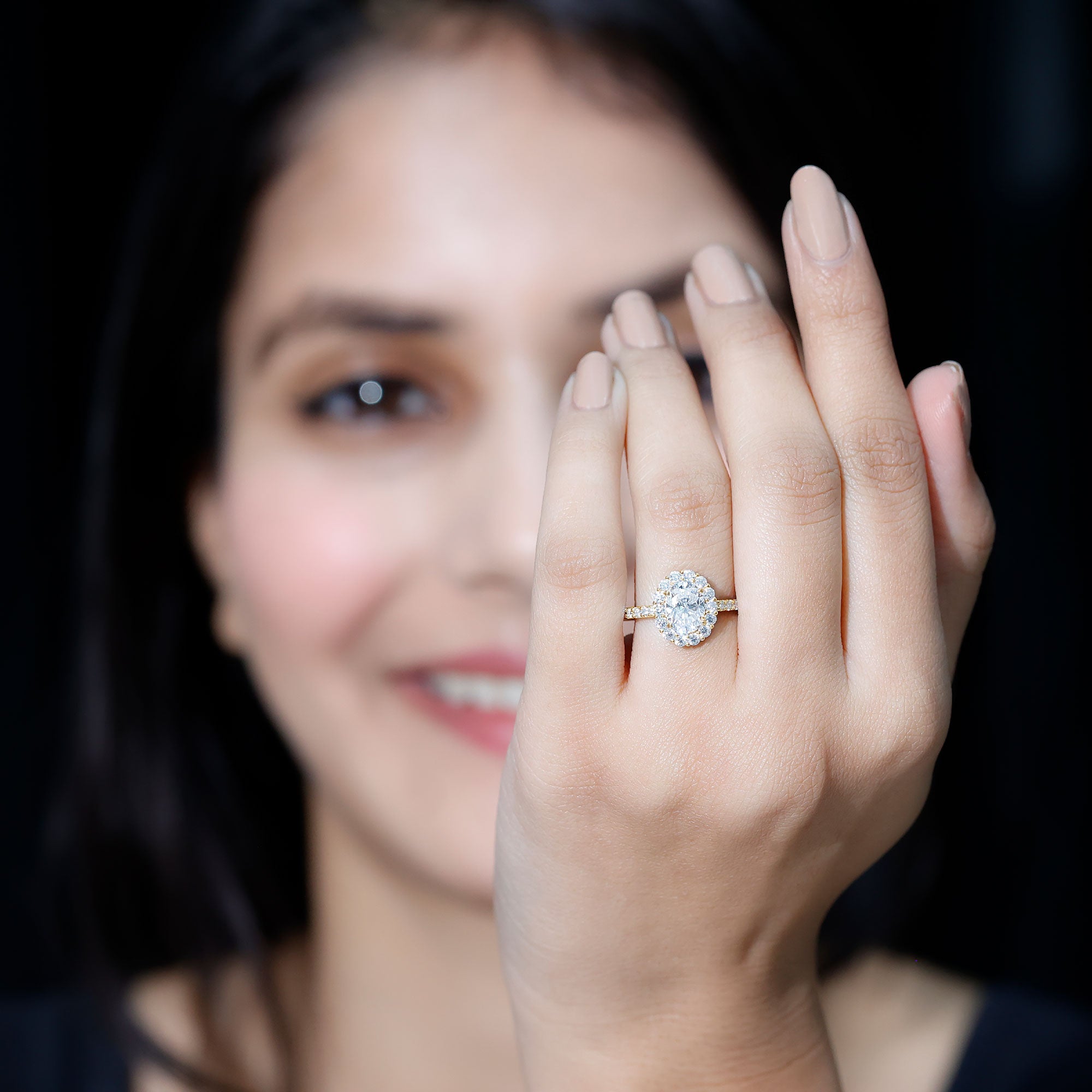 1.2 Carat Oval Cut Simulated Diamond Halo Engagement Ring AAAA - Rosec Jewels