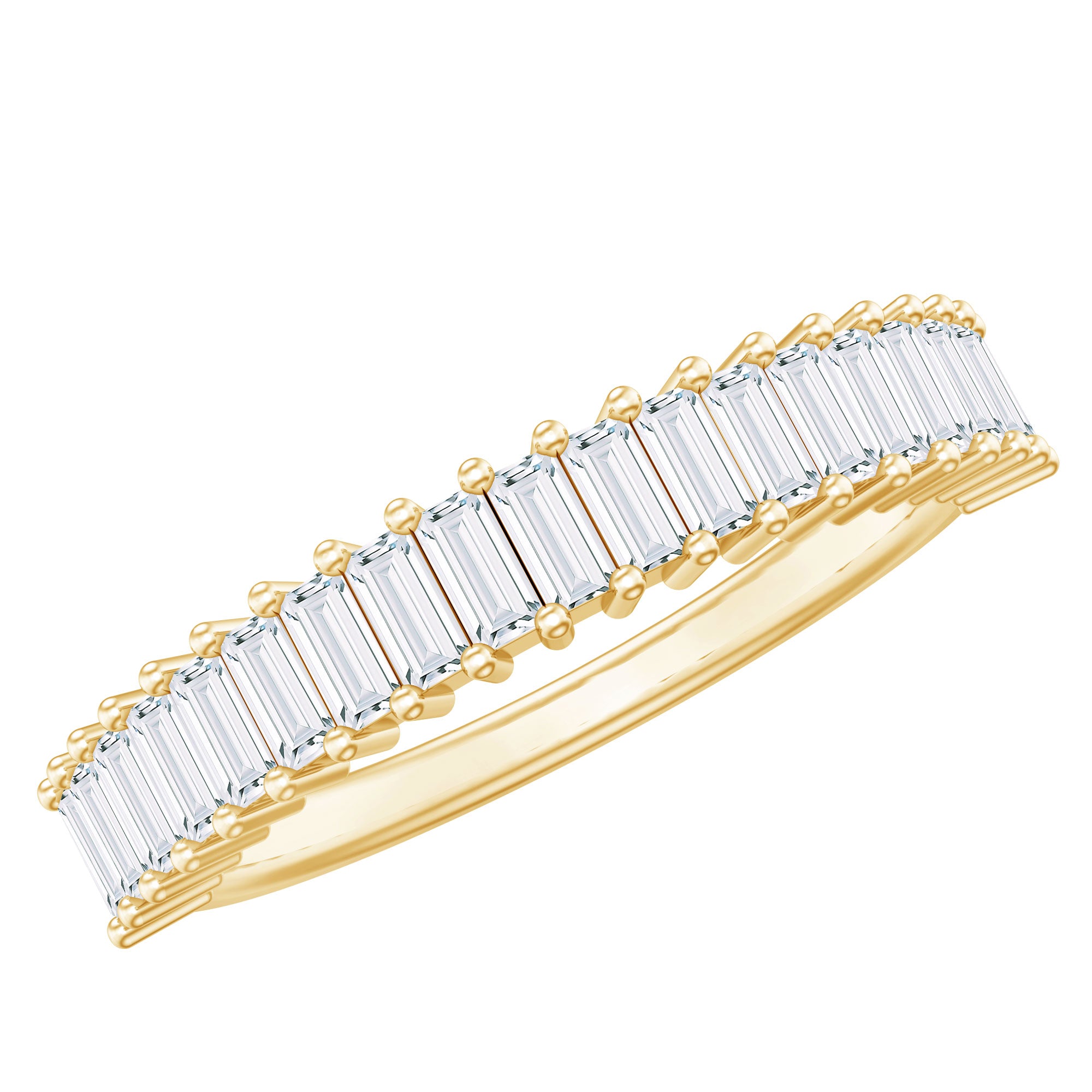 Minimal Baguette Cut Cubic Zirconia Half Eternity Ring AAAA - Rosec Jewels