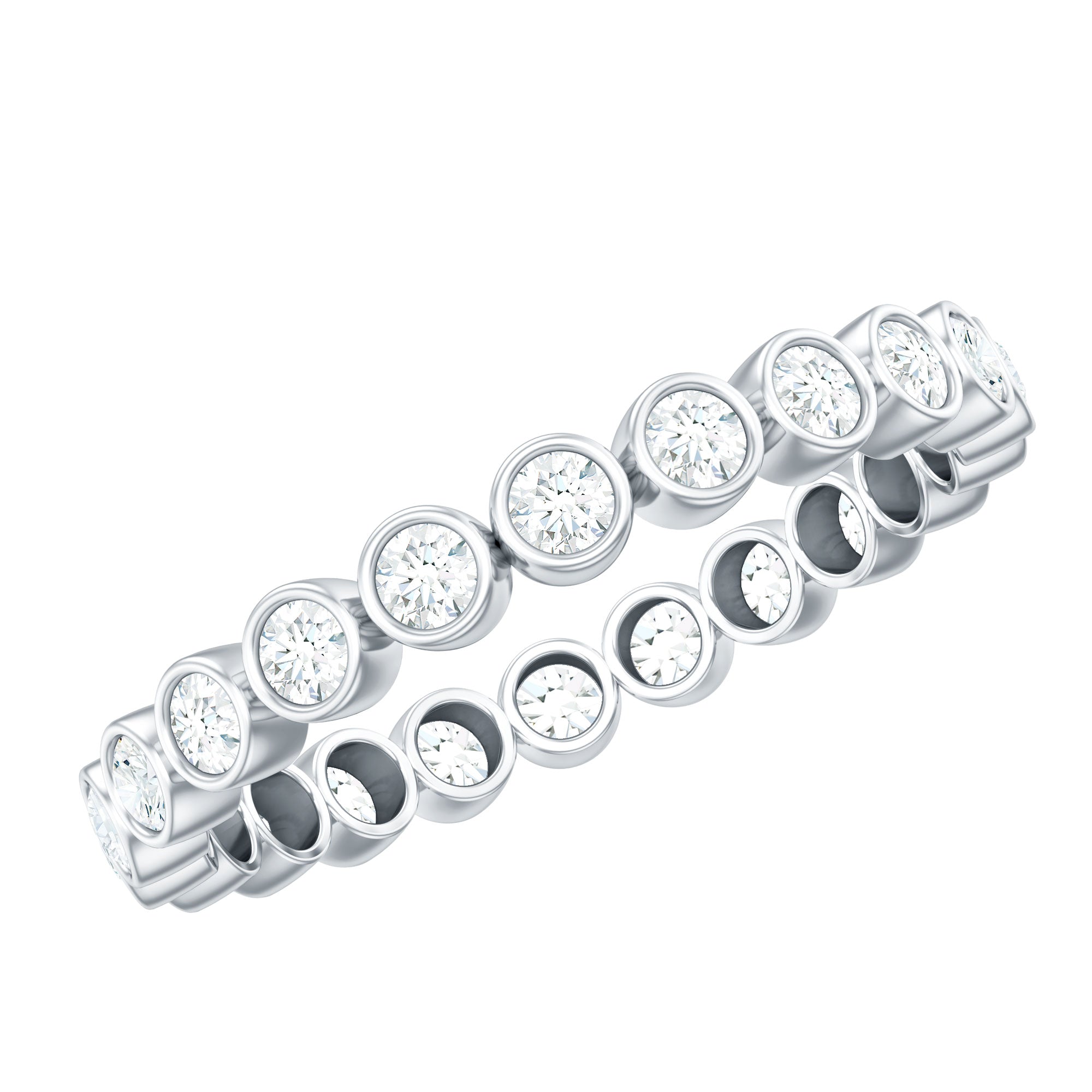 Full Eternity Wedding Band with Bezel Set Moissanite