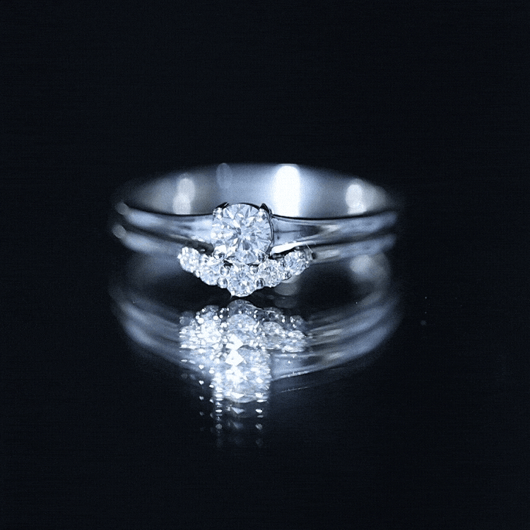 Round Cut Moissanite Engagement Ring with Wedding Band D-VS1 - Rosec Jewels