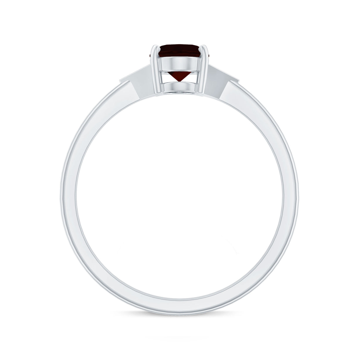 Natural Oval Garnet Engagement Ring with Diamond Trio AAA - Rosec Jewels