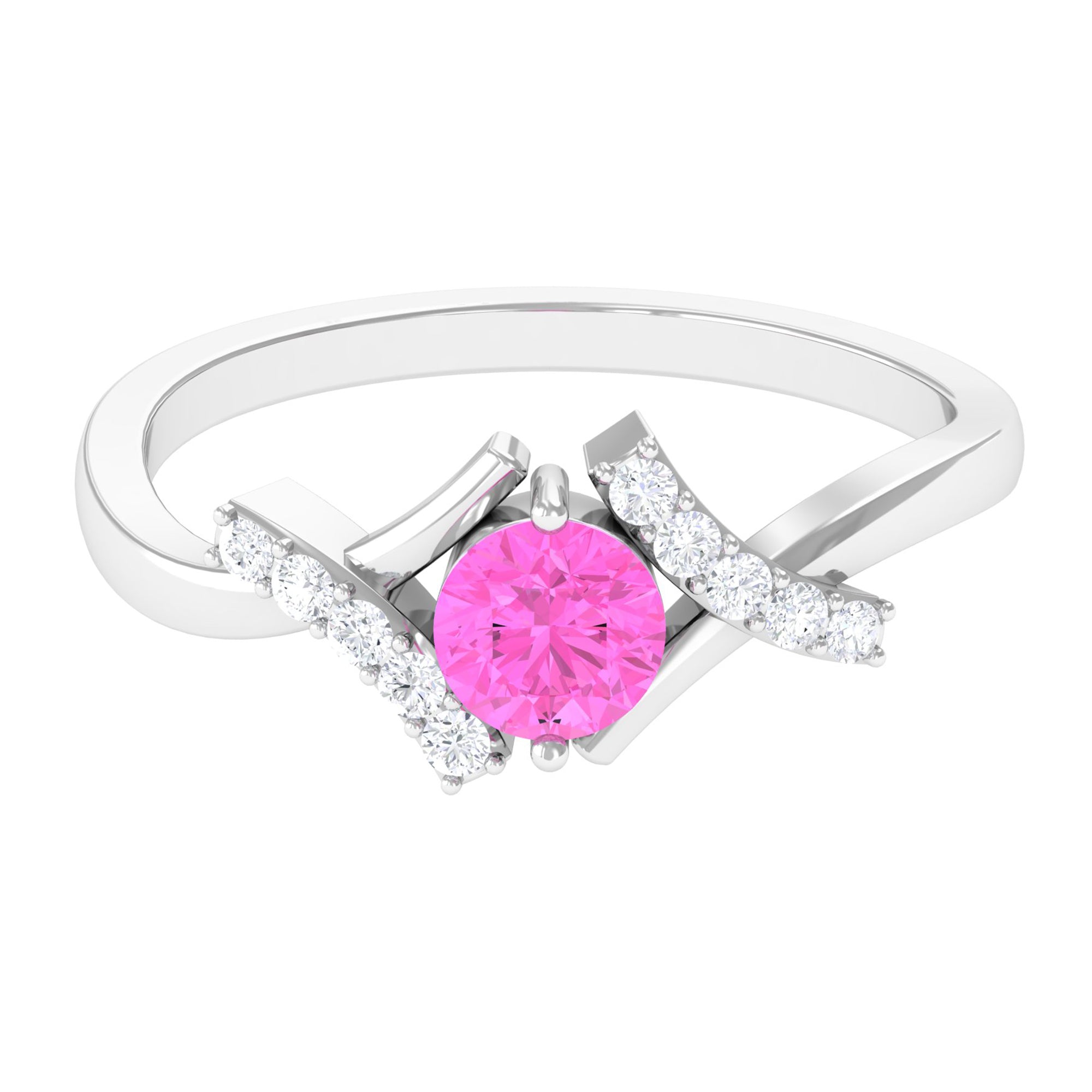 Pink Sapphire and Diamond Designer Promise Ring