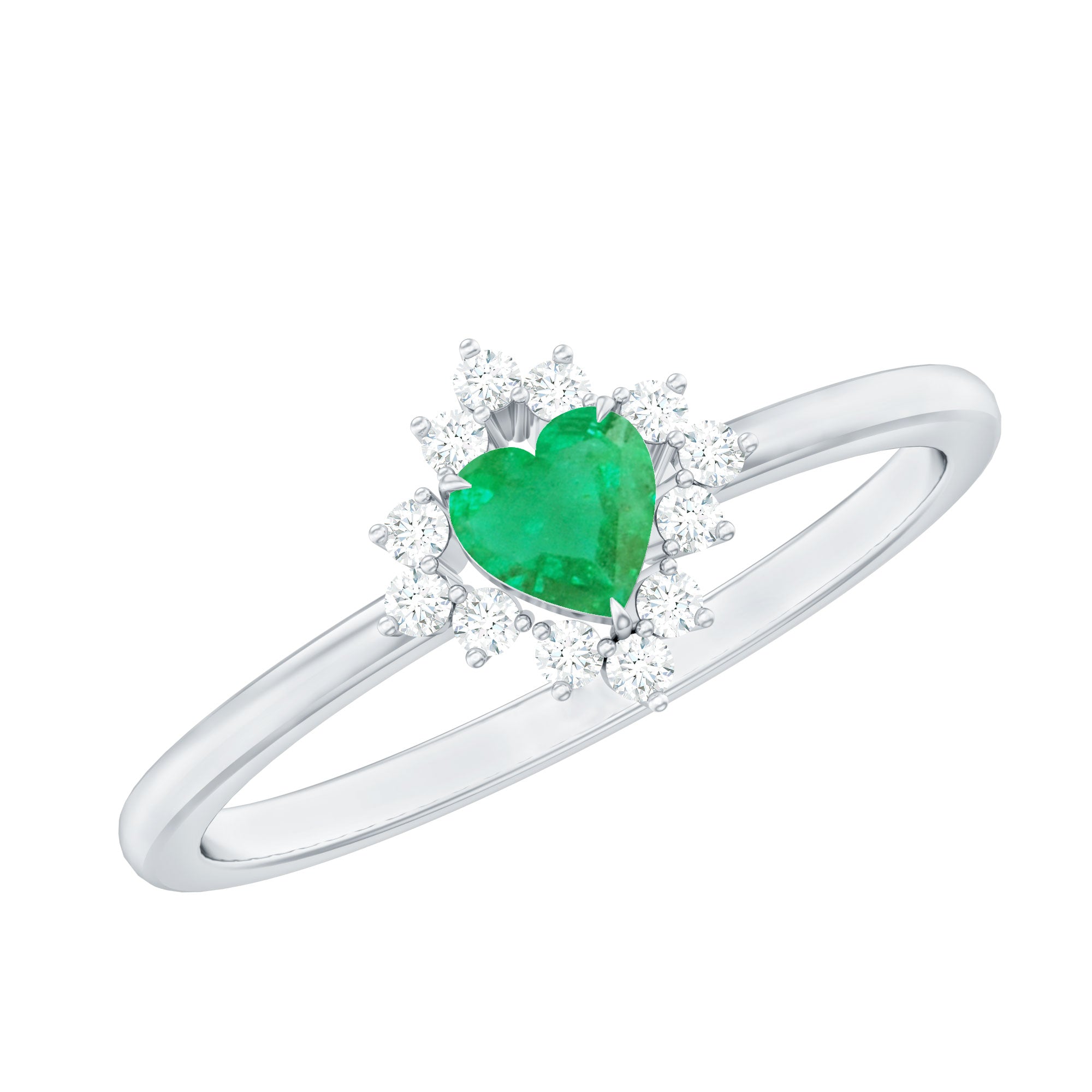Rosec Jewels-Heart Shape Emerald and Diamond Promise Ring