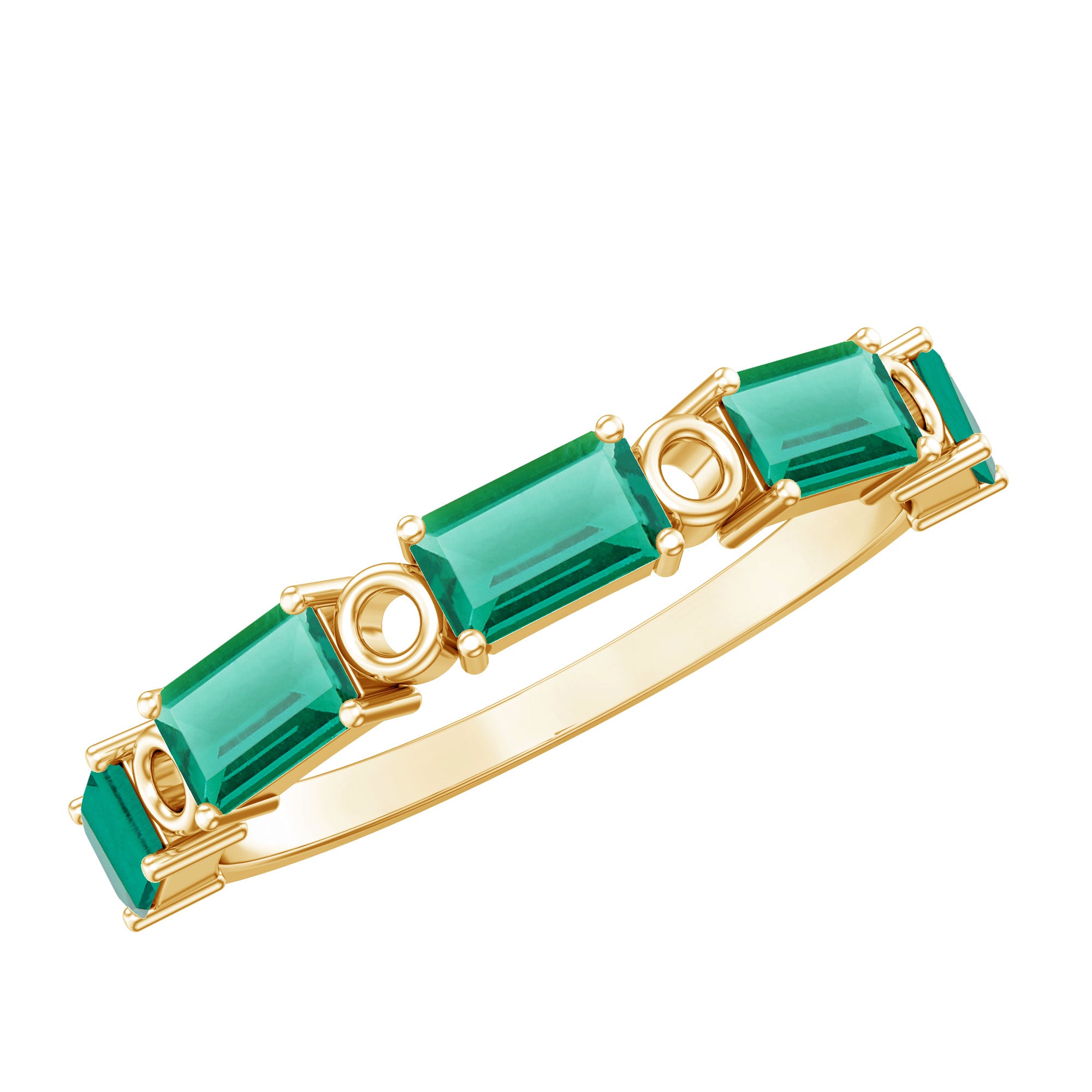 Rosec Jewels-Baguette Cut Lab Created Emerald Eternity Wedding Band