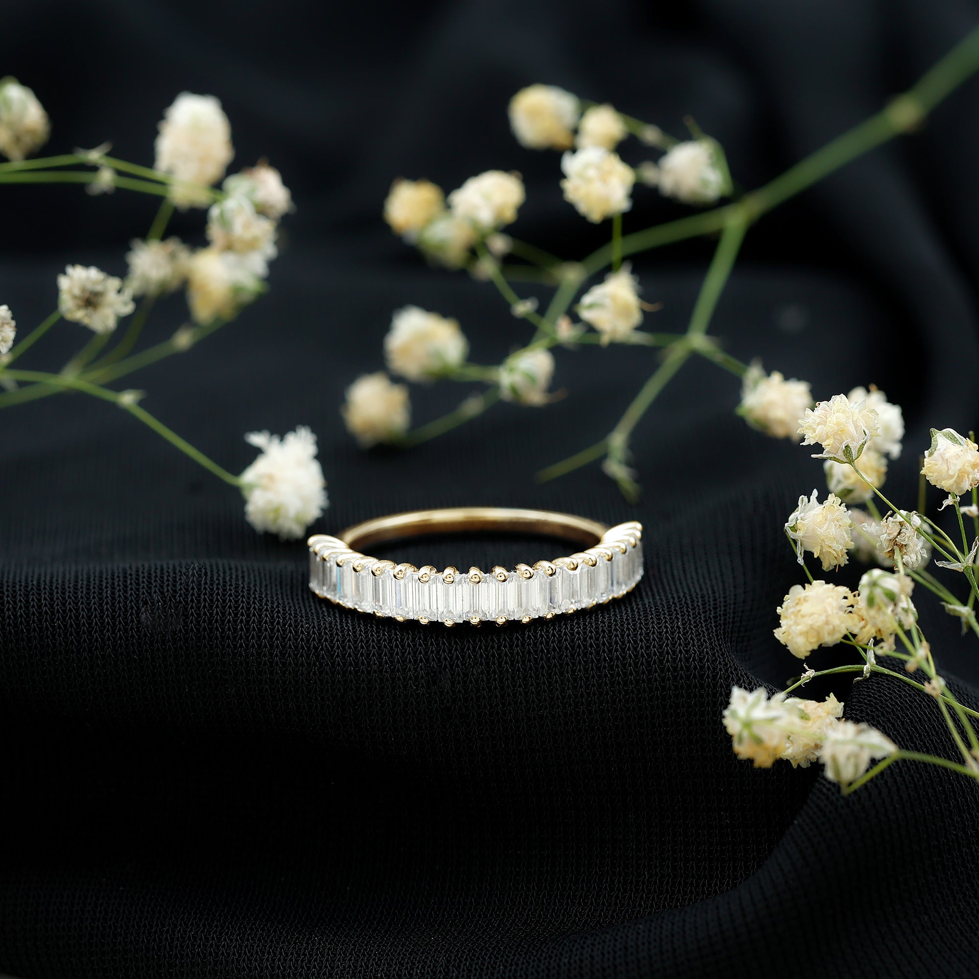 Rosec Jewels-Certified Baguette Moissanite Half Eternity Anniversary Band Ring