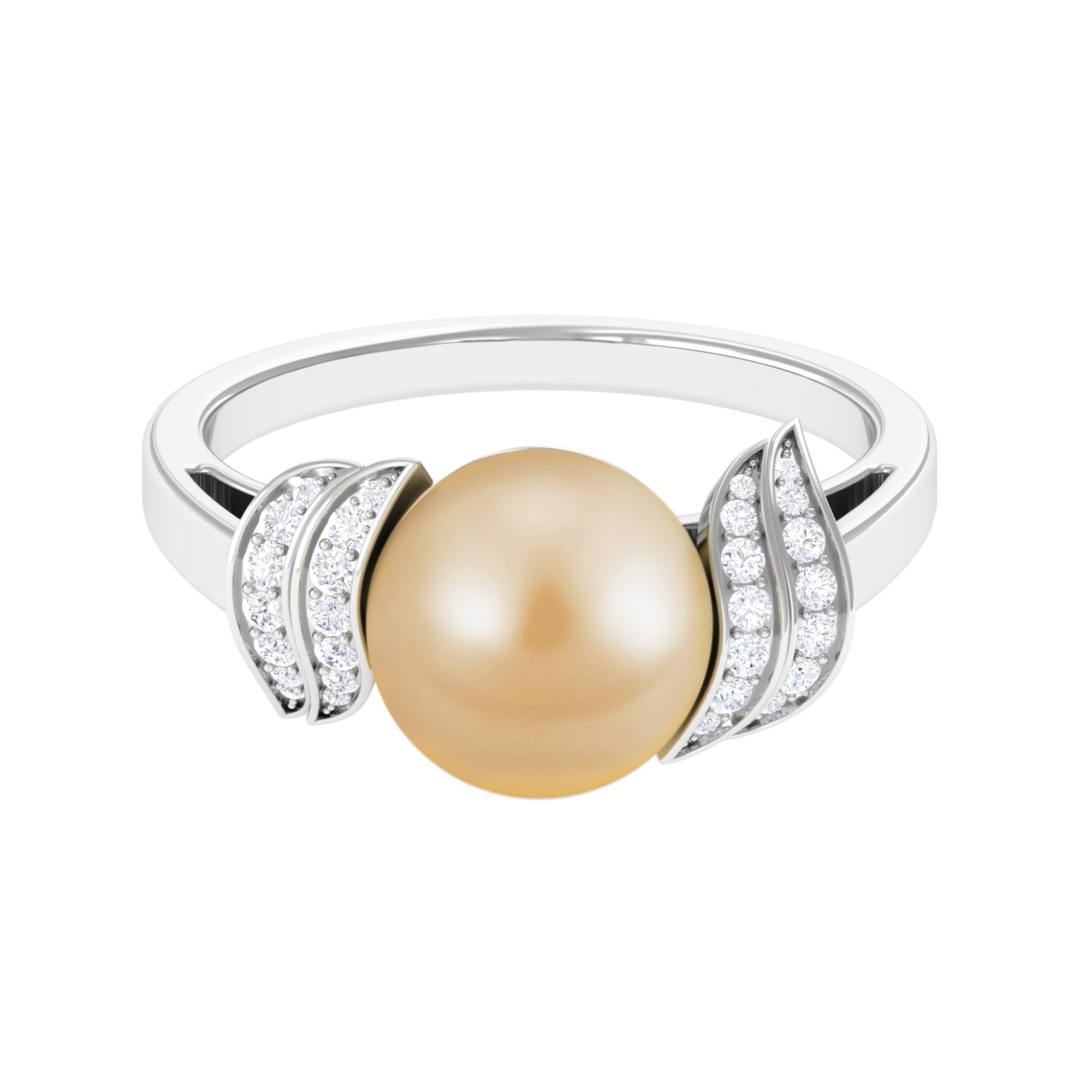 Elegant South Sea Pearl Solitaire Engagement Ring with Diamond