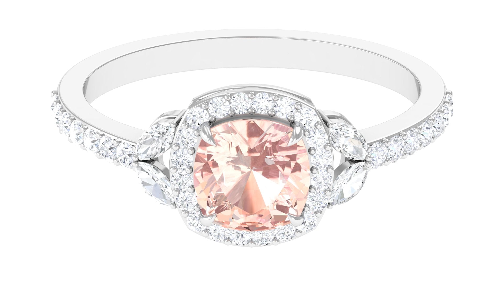 1.75 CT Morganite Halo Engagement Ring with Diamond