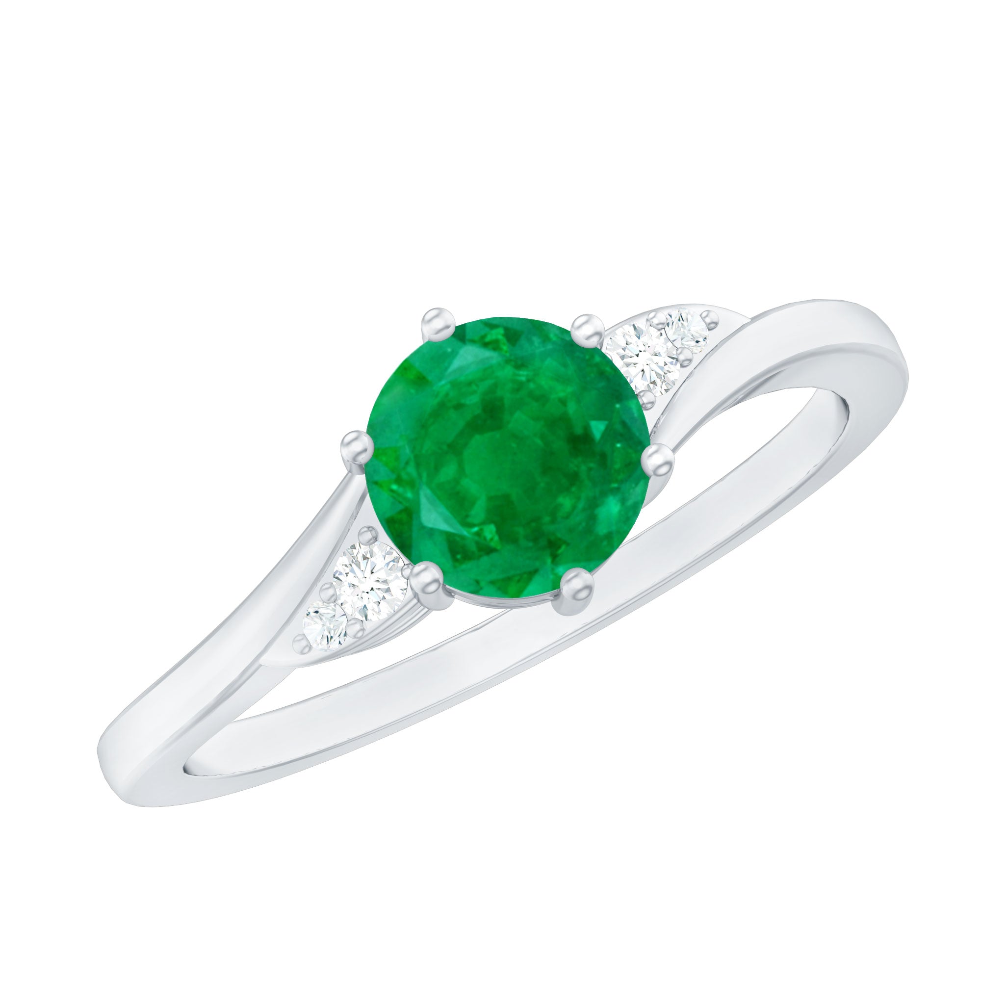 Certified Natural Emerald Promise Ring with Diamond