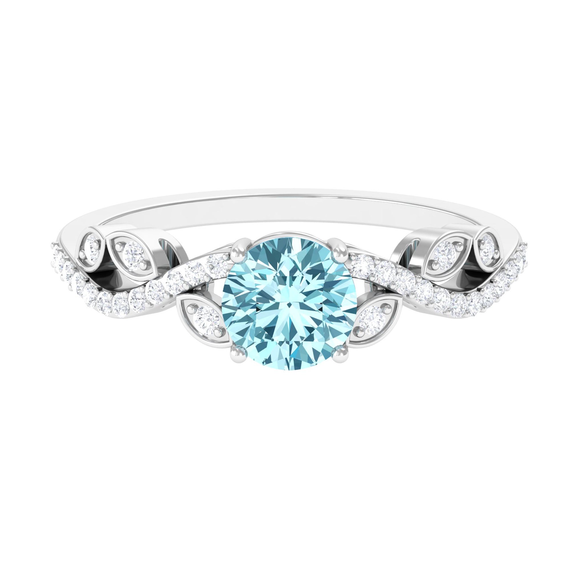 Nature Inspired Aquamarine Diamond Engagement Ring