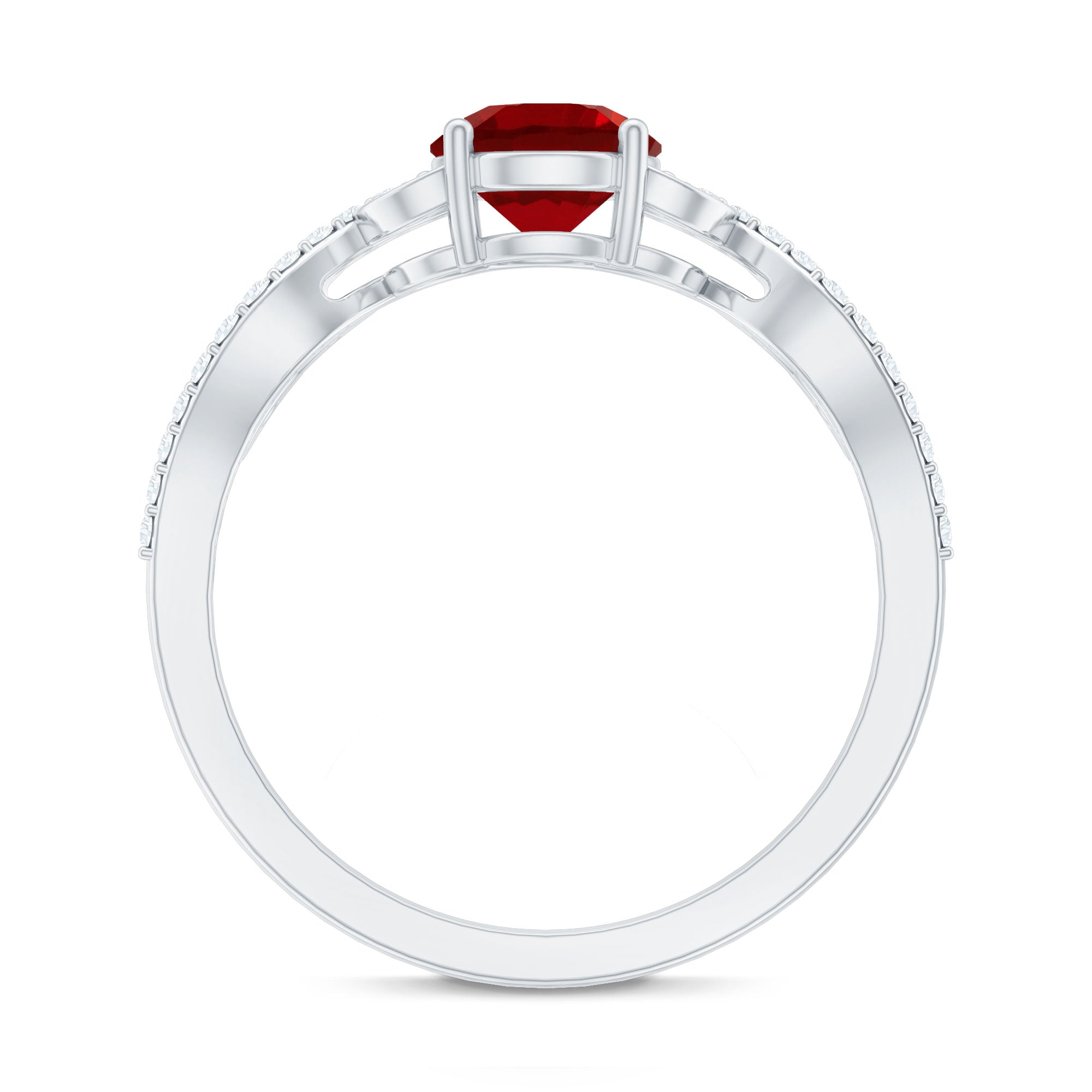 Nature Inspired Lab Created Ruby Engagement Ring with Diamonds AAAA - Rosec Jewels