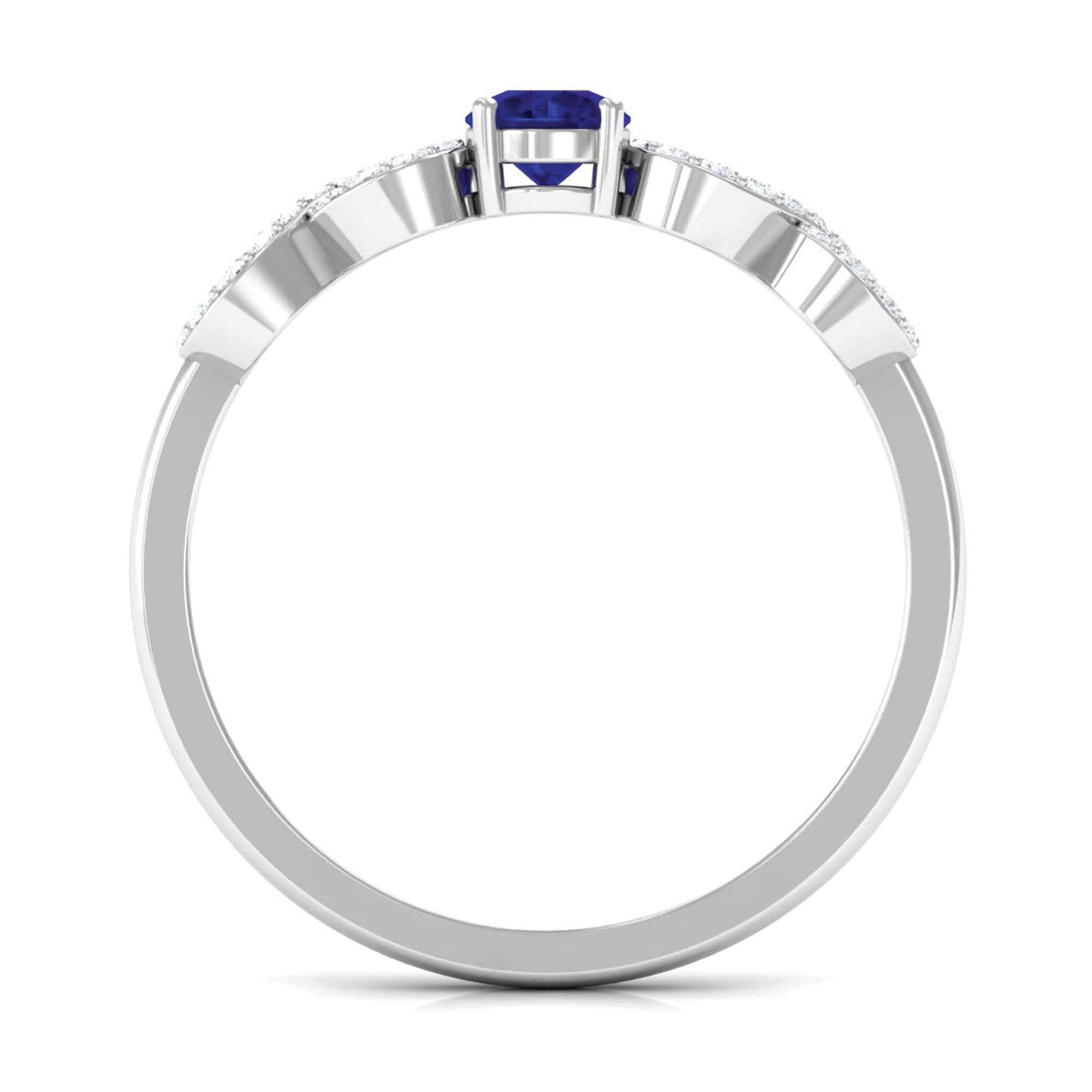 Minimalist Blue Sapphire and Diamond Infinity Promise Ring AAA - Rosec Jewels