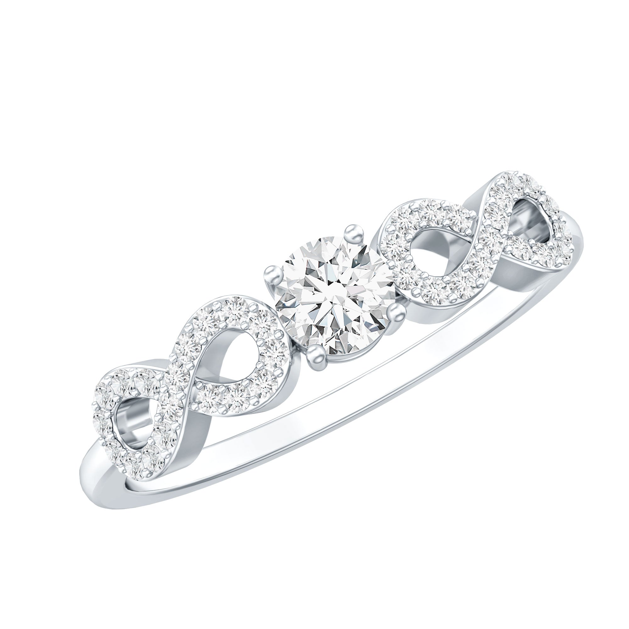 Round Moissanite Infinity Promise Ring with Certificate D-VS1 - Rosec Jewels