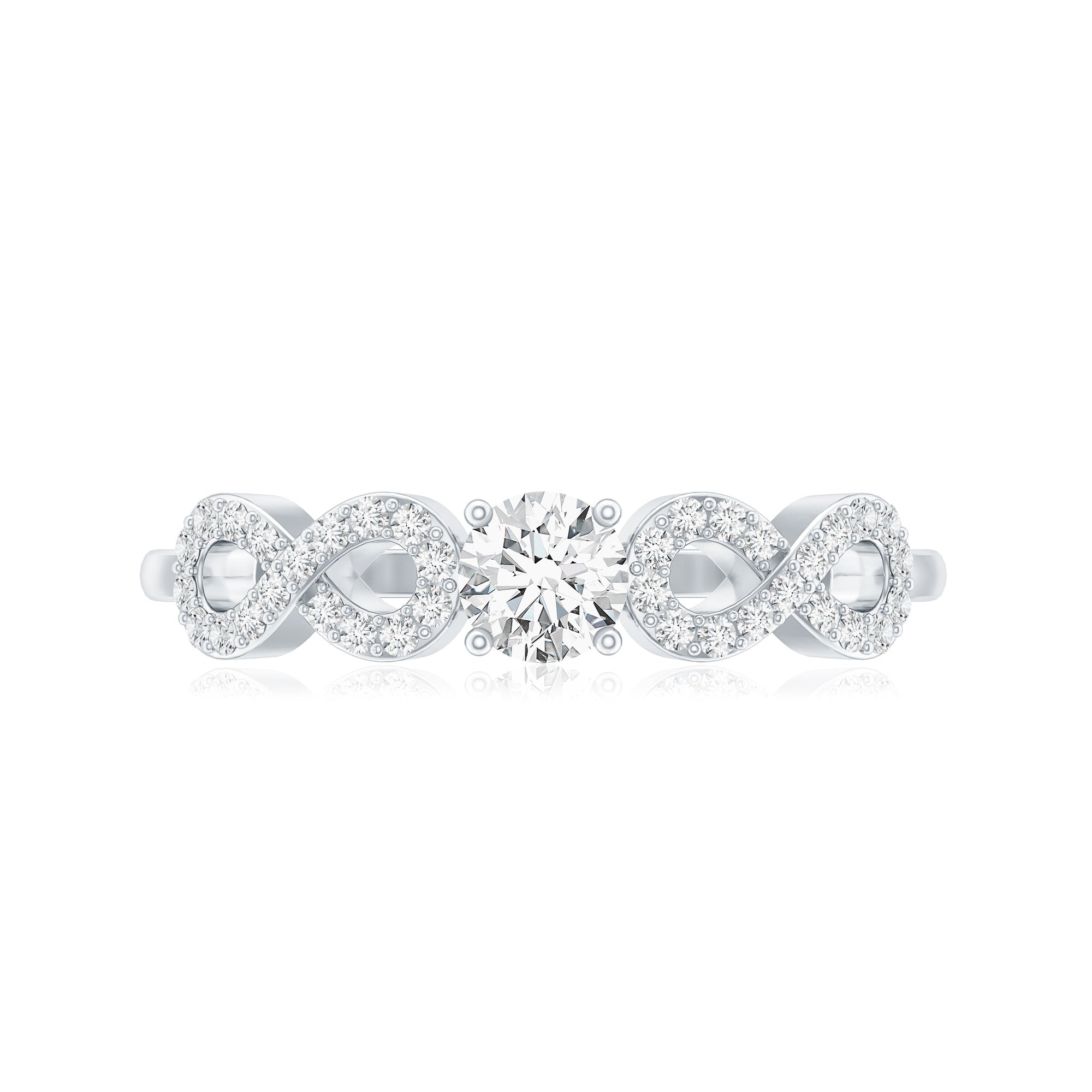 Round Moissanite Infinity Promise Ring with Certificate D-VS1 - Rosec Jewels