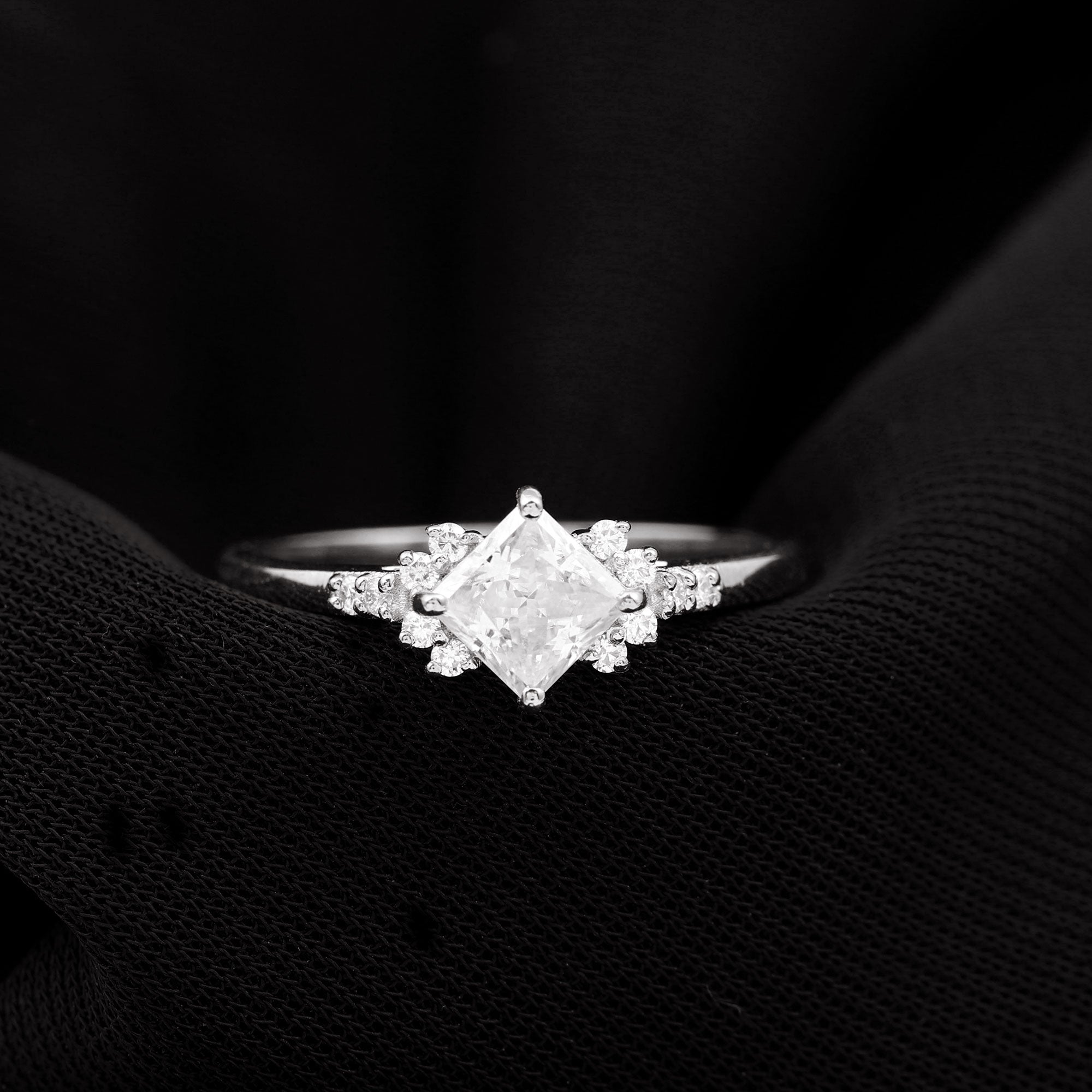Simple Princess Cut Simulated Diamond Engagement Ring AAAA - Rosec Jewels