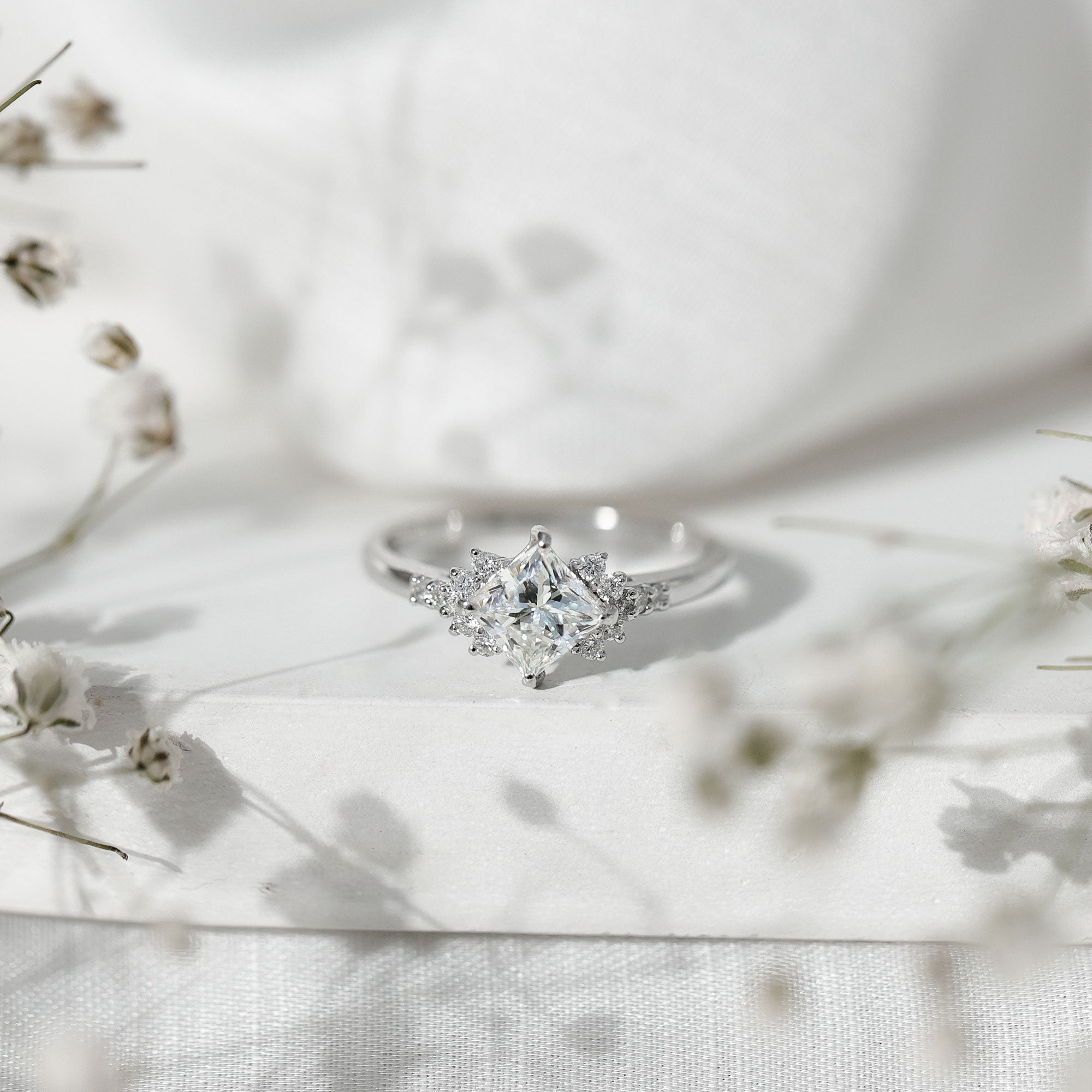 Simple Princess Cut Simulated Diamond Engagement Ring AAAA - Rosec Jewels