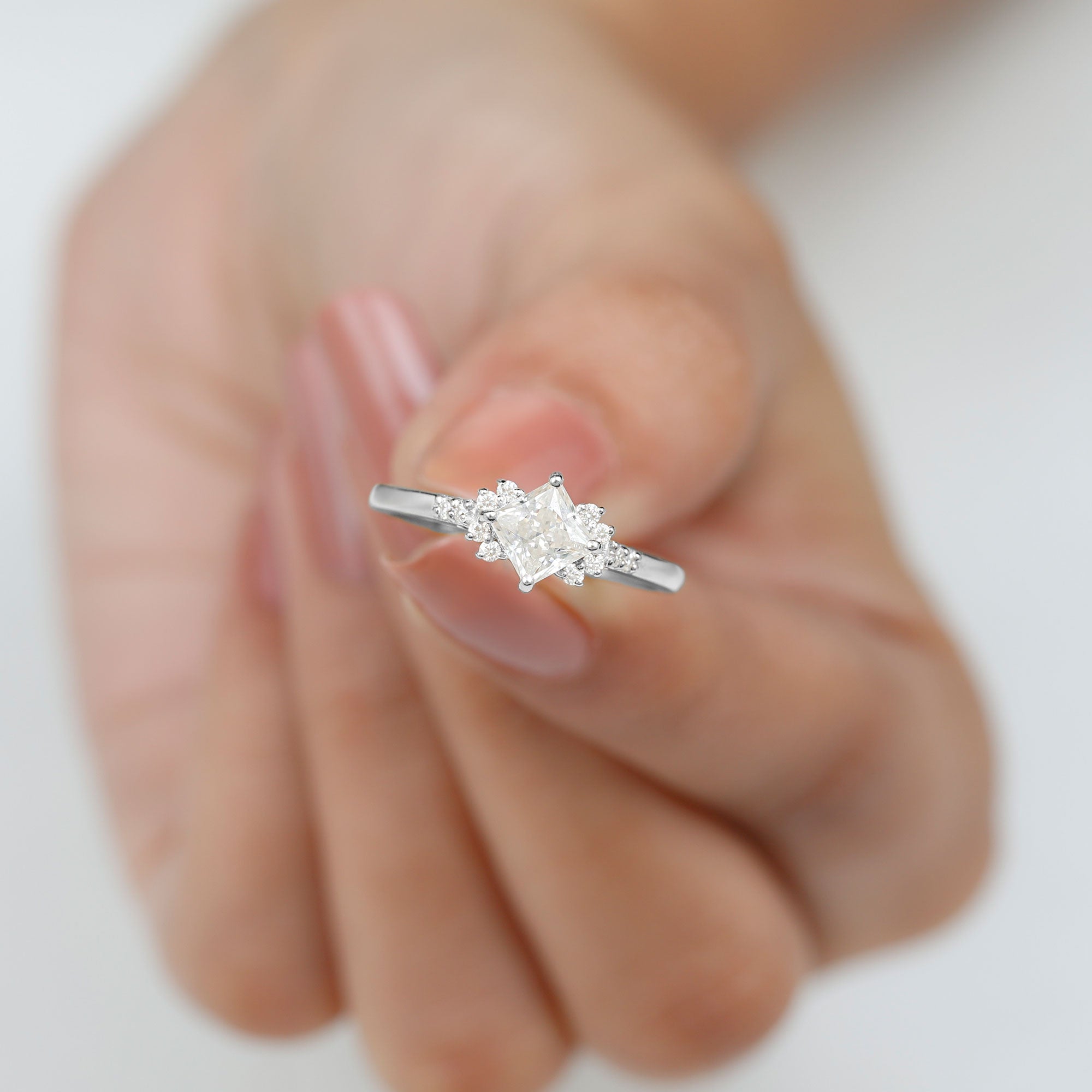 Simple Princess Cut Simulated Diamond Engagement Ring AAAA - Rosec Jewels