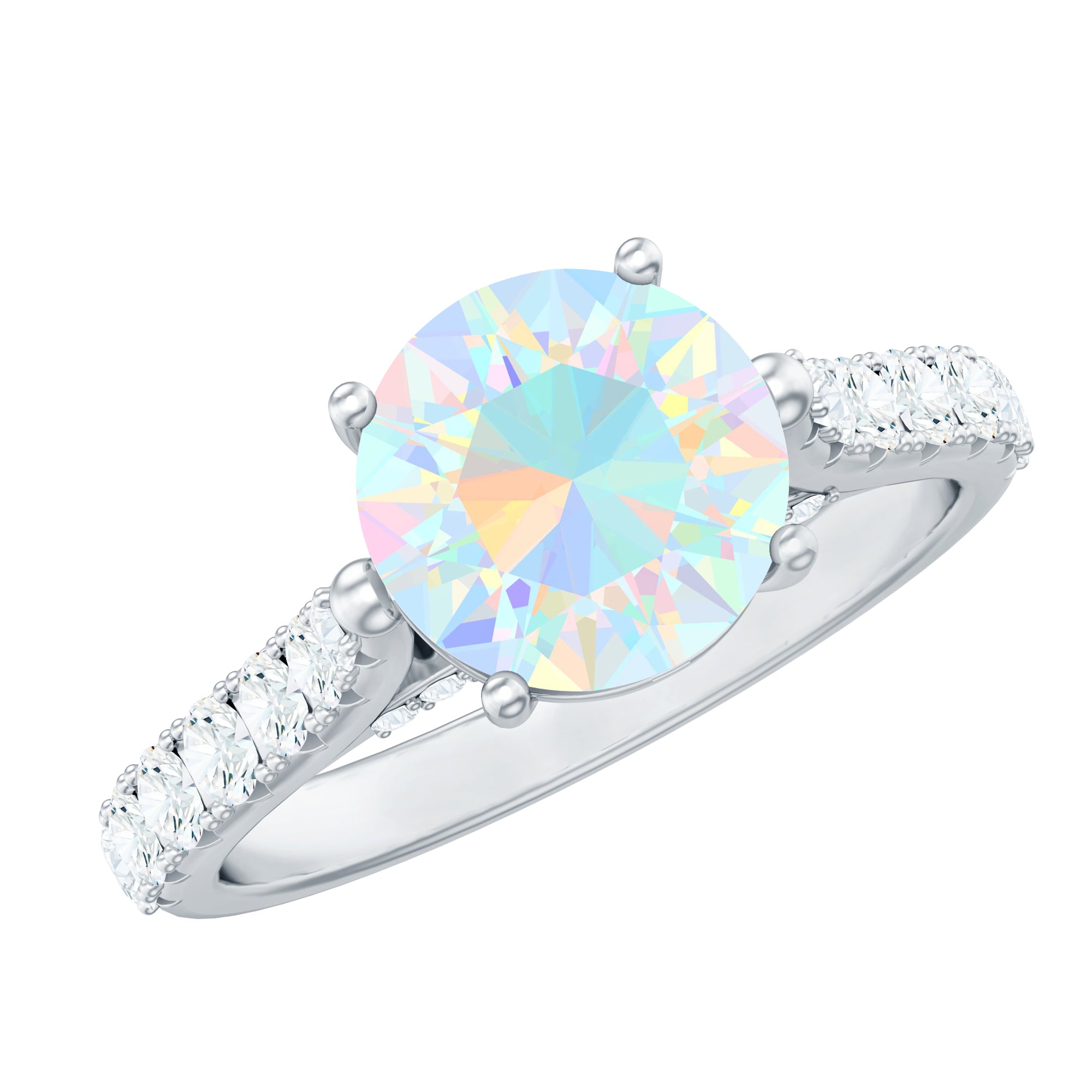 3 CT Ethiopische Opal Solitaire verlovingsring met diamanten zijstenen