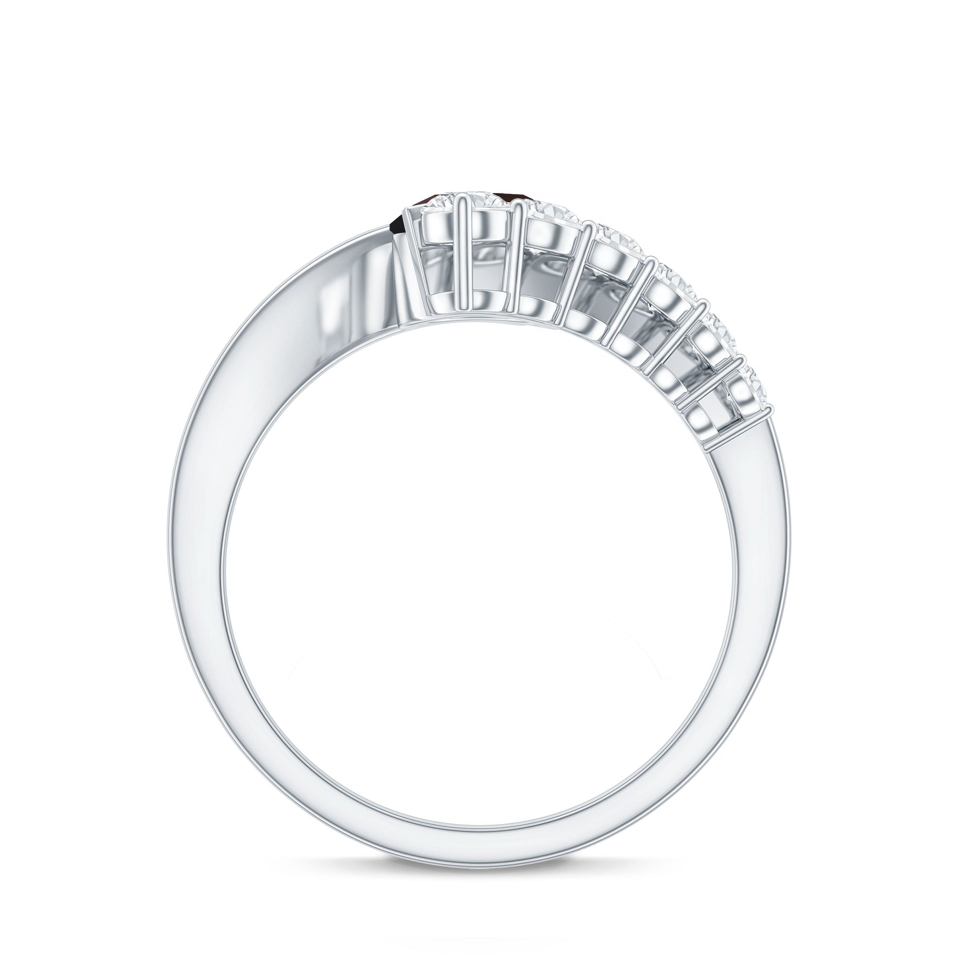 Round Black Opal Solitaire Bypass Ring with Diamond AAA - Rosec Jewels