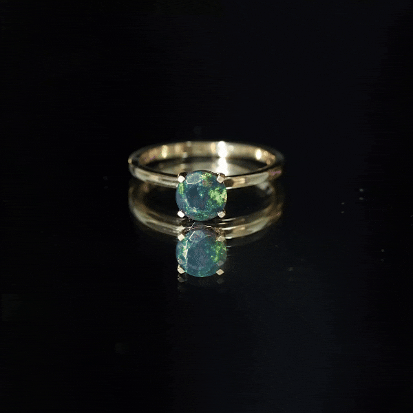 Genuine Black Opal Solitaire Ring for Women AAA - Rosec Jewels