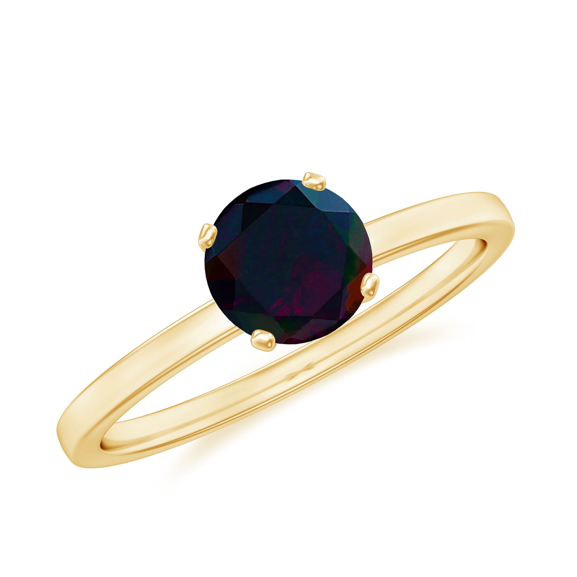 Genuine Black Opal Solitaire Ring for Women AAA - Rosec Jewels