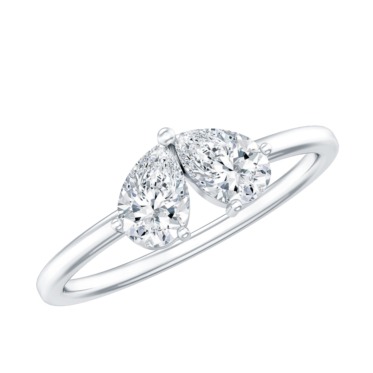 Moissanite Two Stone Promise Engagement Ring D-VS1 - Rosec Jewels