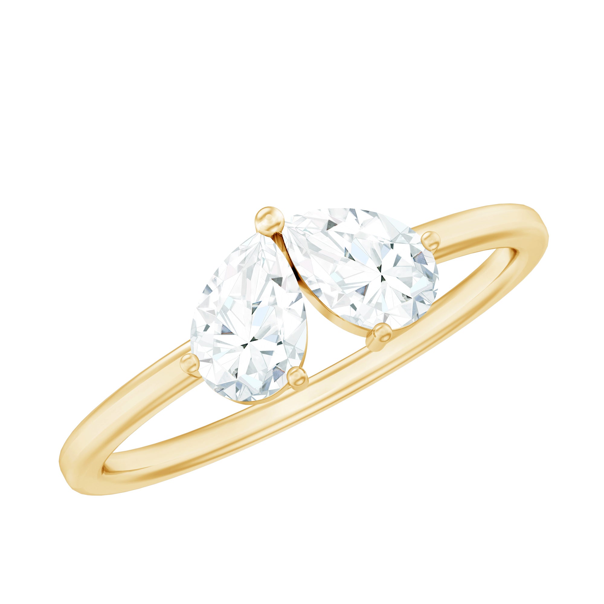 Moissanite Two Stone Promise Engagement Ring D-VS1 - Rosec Jewels